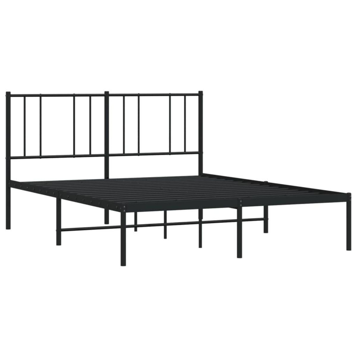 VIDAXL Cadre de lit metal sans matelas avec tete de lit noir 120x190cm
