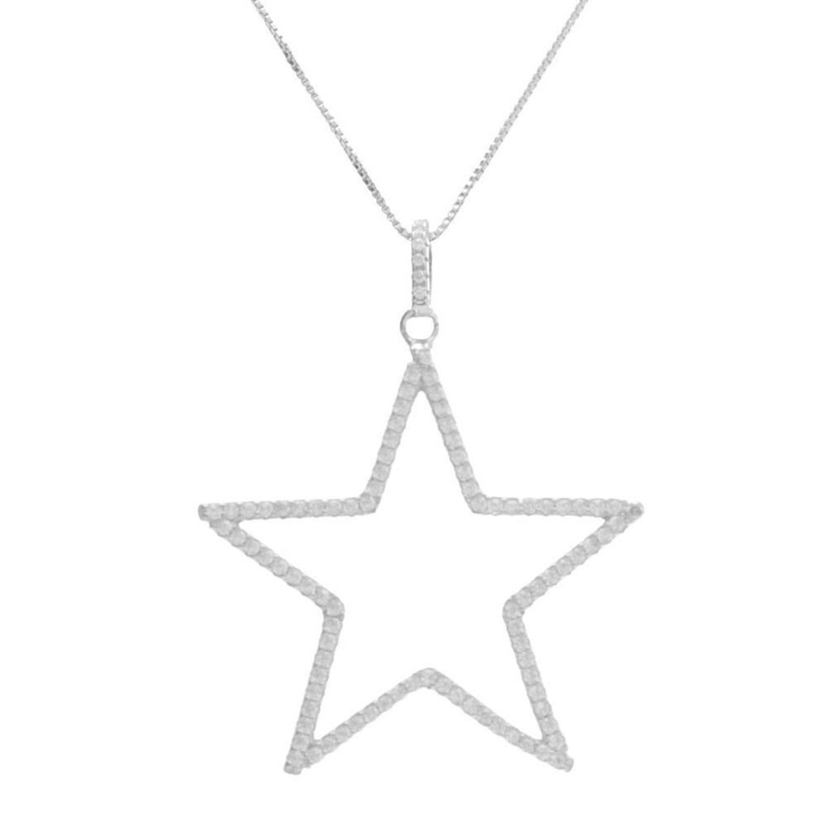 L'ATELIER D'AZUR Collier Argent 925/000 Rhodié - Etoile Pavée de Zirconiums