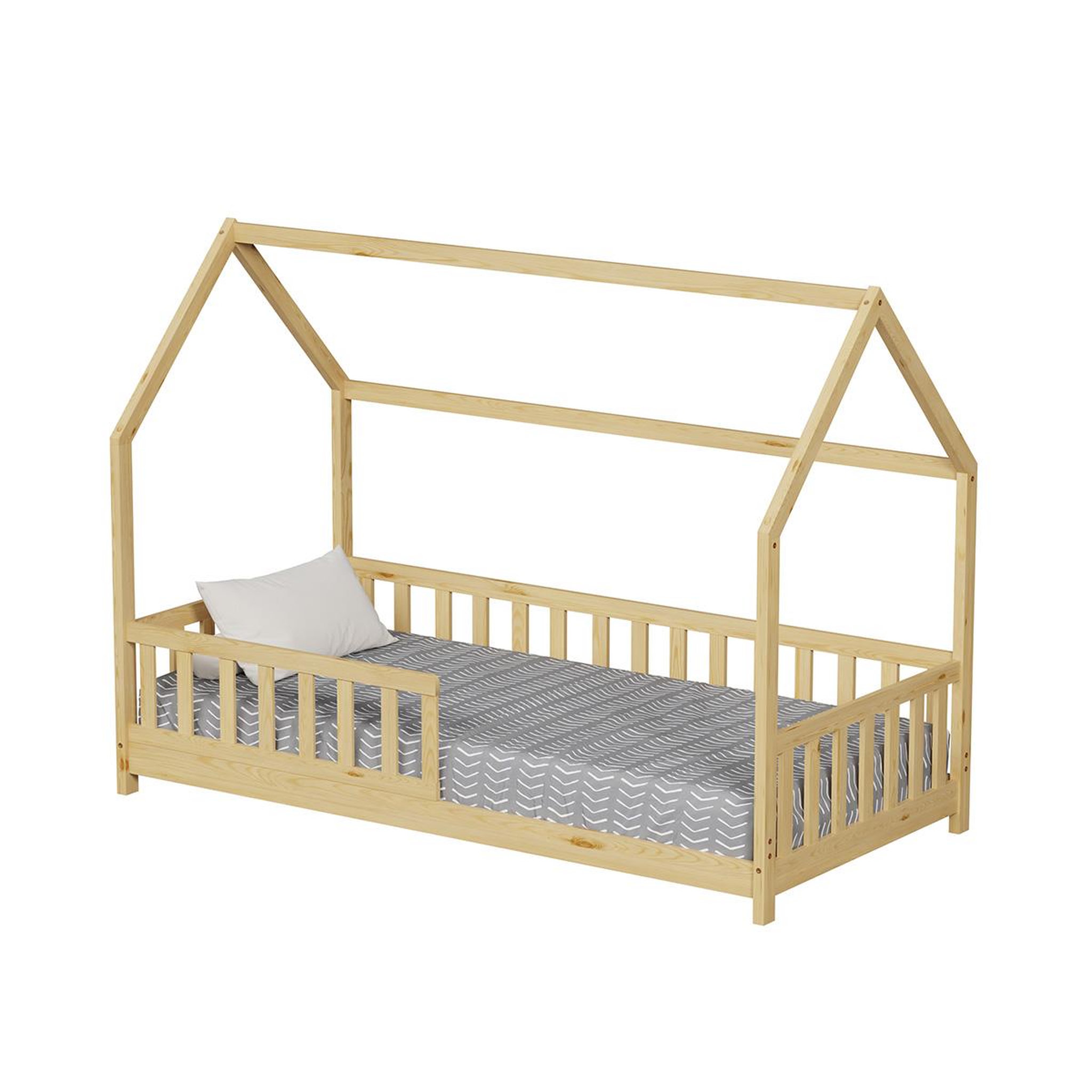 Voir la diapositive 1 : MINEA Minea | lit cabane avec barrière tchoupi 90x190 cm (matelas non inclus)