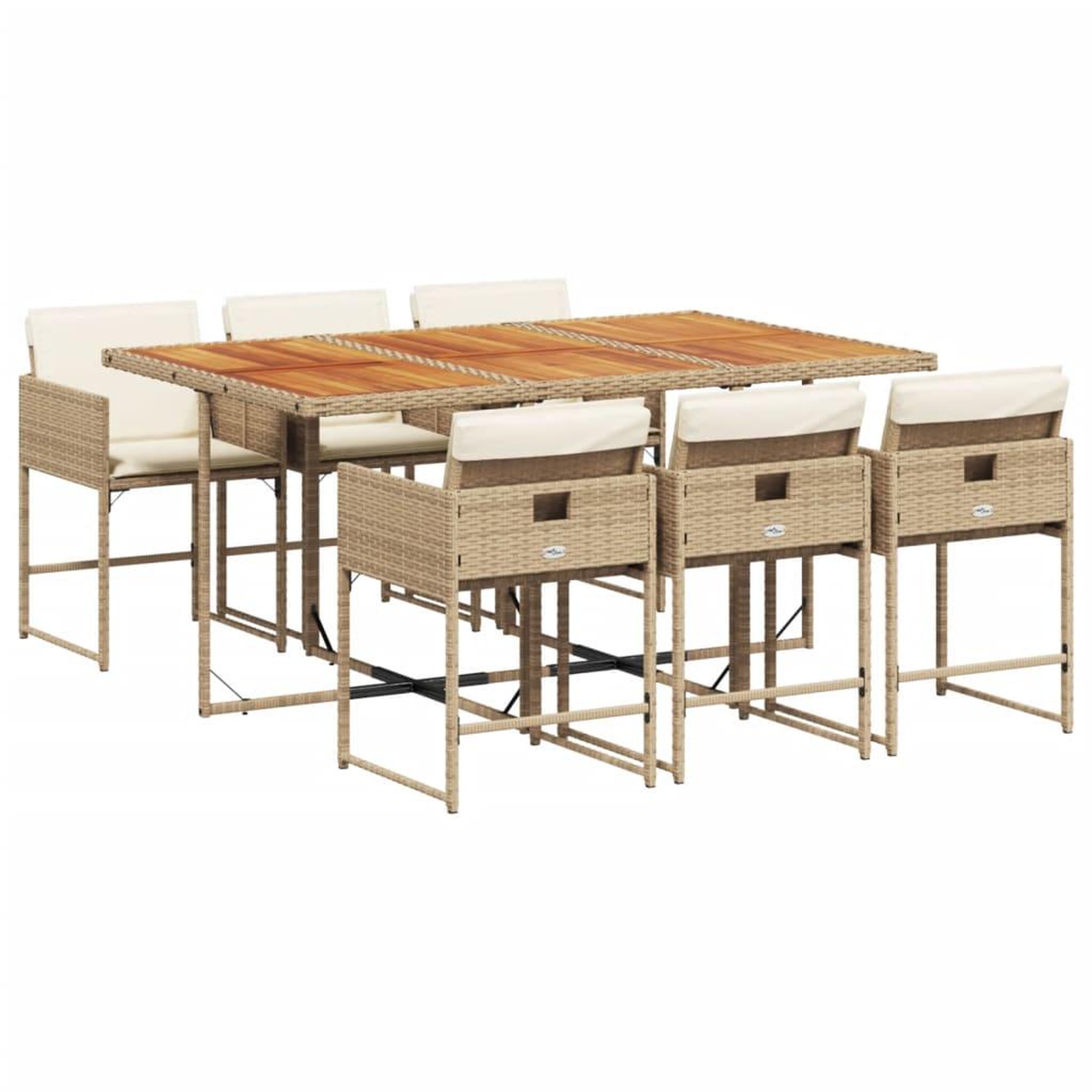Voir la diapositive 2 : VIDAXL Ensemble a manger de jardin et coussins 7 pcs beige poly rotin