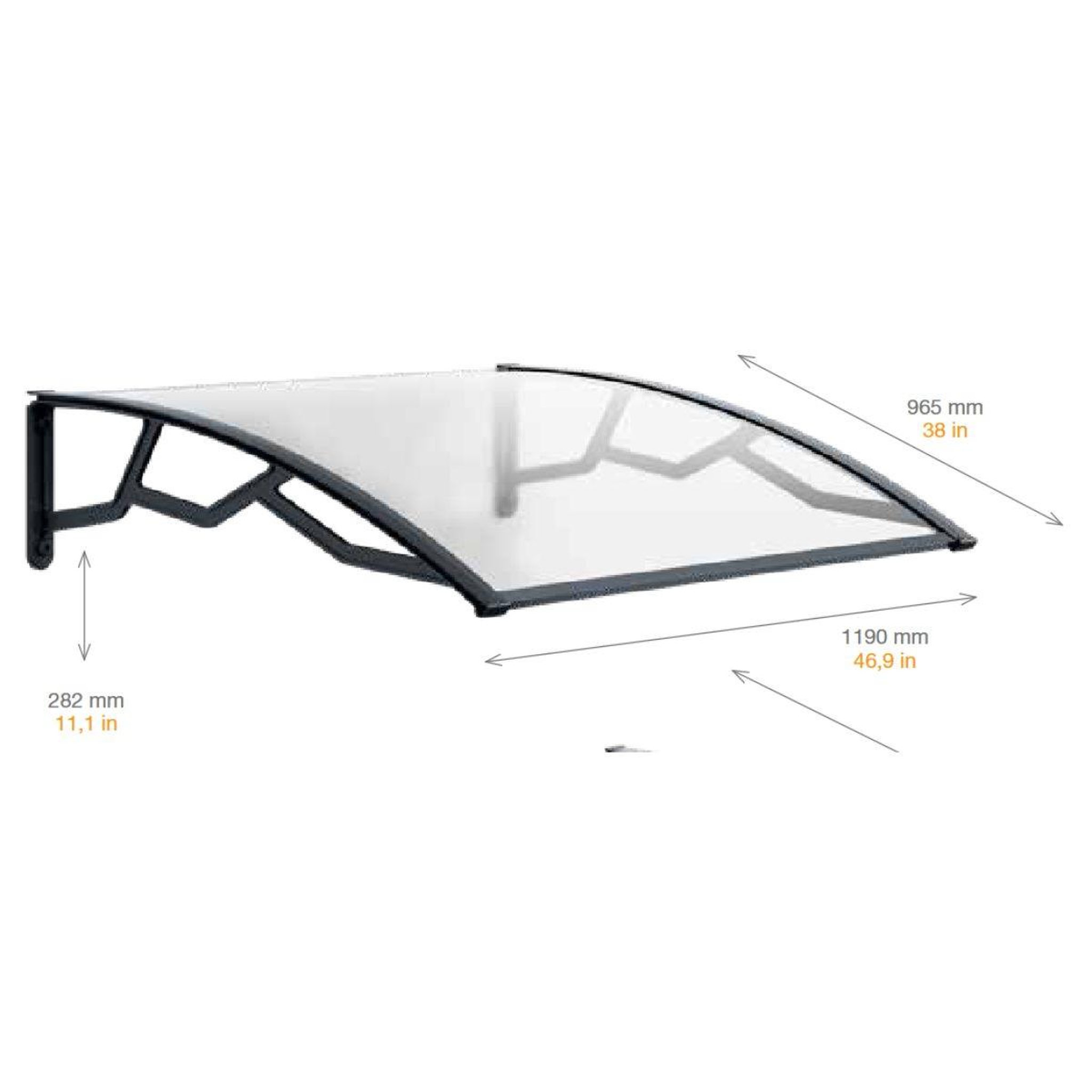 Voir la diapositive 6 : ART PLAST Auvent de porte d'entrée et fenêtre 100 x 120 cm - polycarbonate anti uv marquise extérieure bras polypropylène art plast