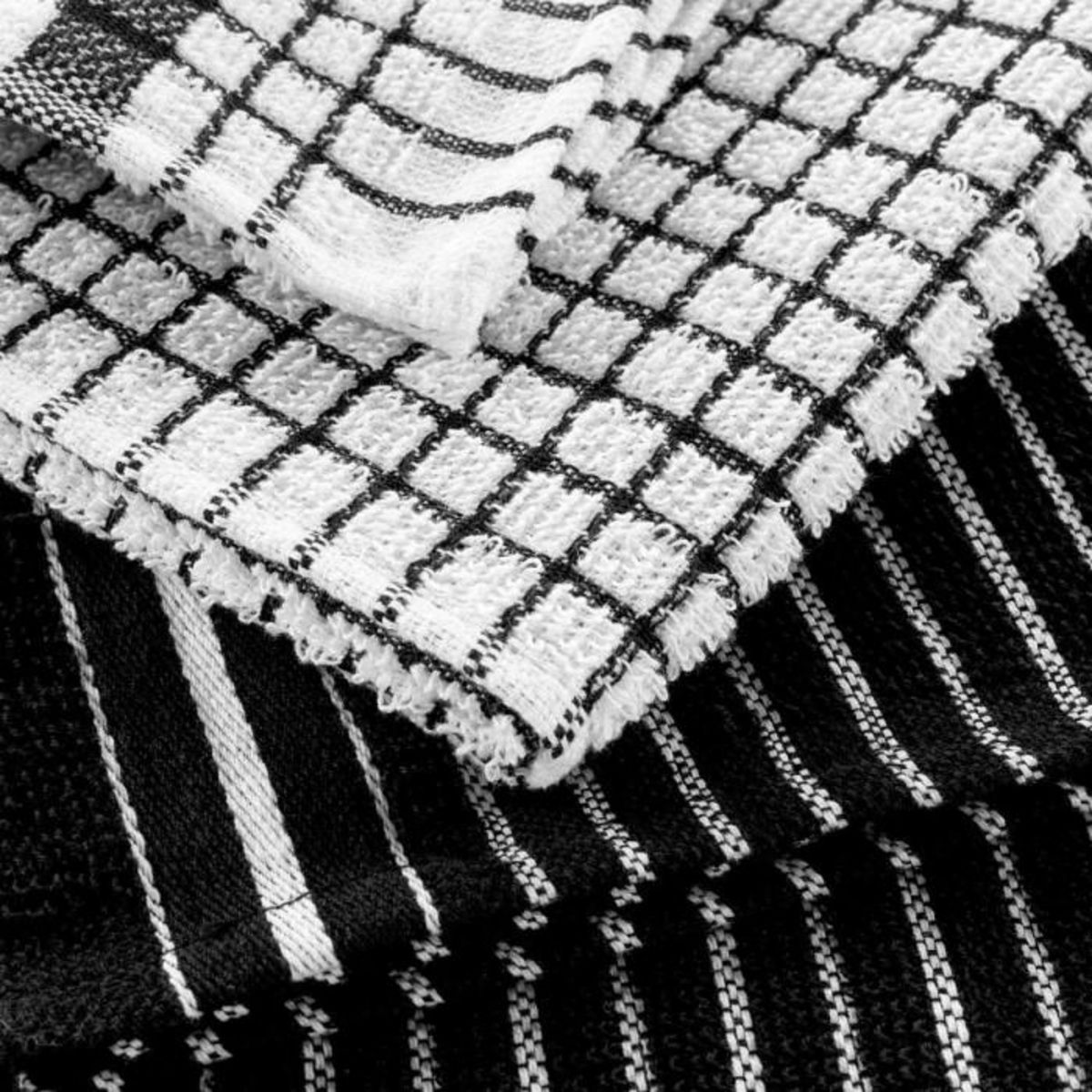 Paris Prix Lot de 2 Torchons Éponge  Classico  50x70cm Noir