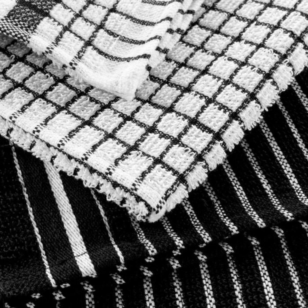 Paris Prix Lot de 2 Torchons Éponge  Classico  50x70cm Noir