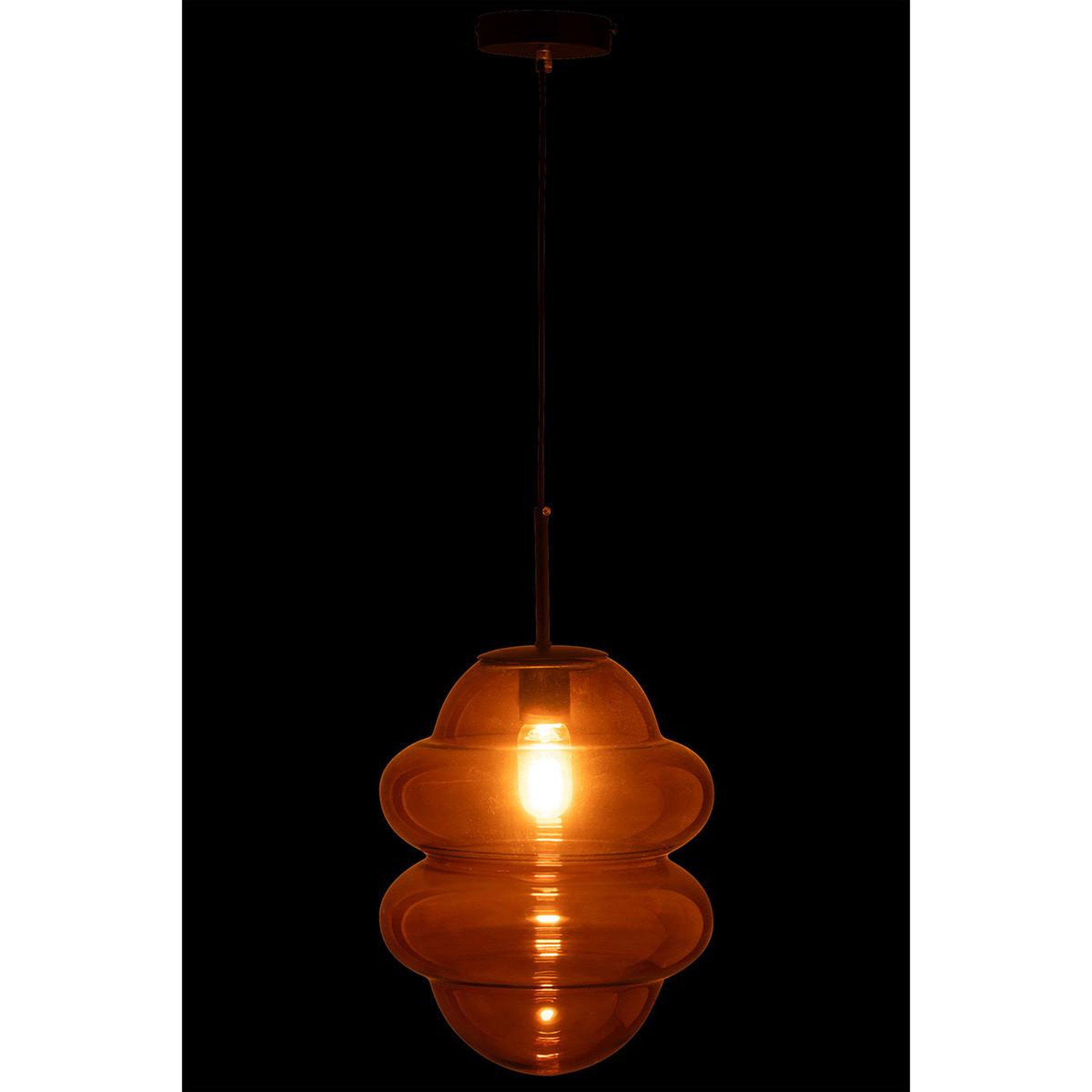 Voir la diapositive 3 : J-LINE Lampe Suspension en Verre  Cuillere Miel  160cm Marron