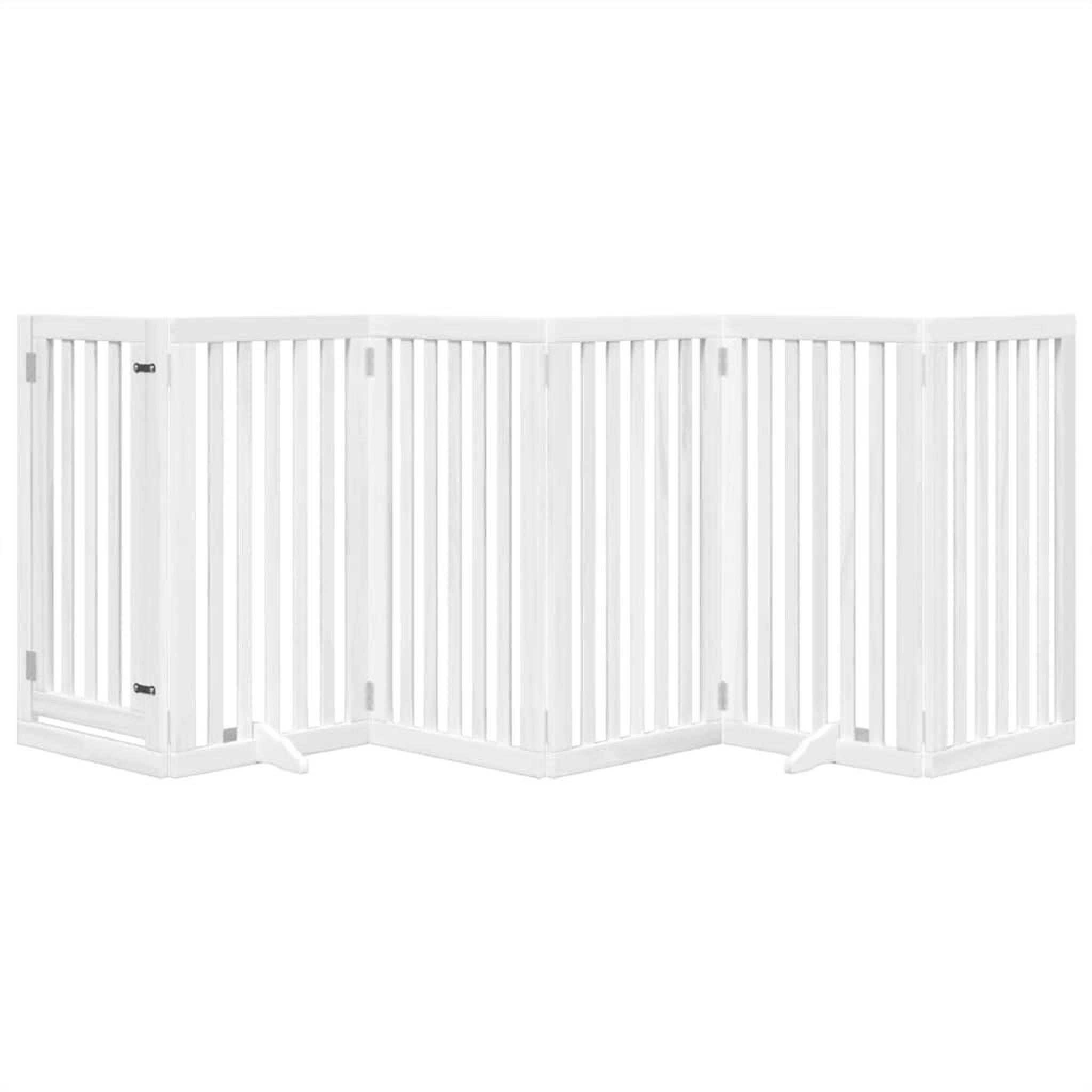 Voir la diapositive 3 : VIDAXL Barriere pour chiens et porte 6 panneaux blanc bois de peuplier