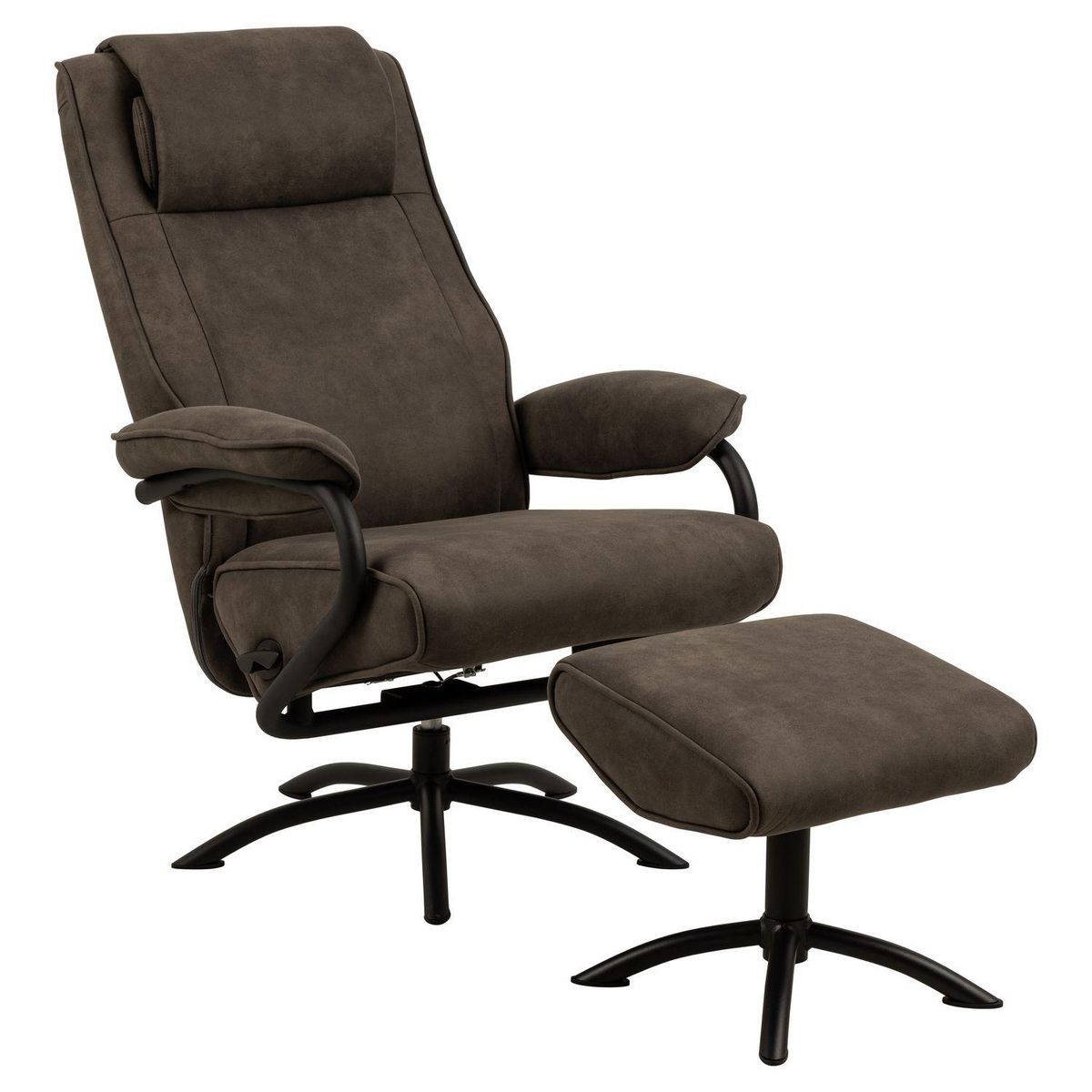 TOILINUX Fauteuil Hailey avec accoudoirs et repose pieds - Taupe