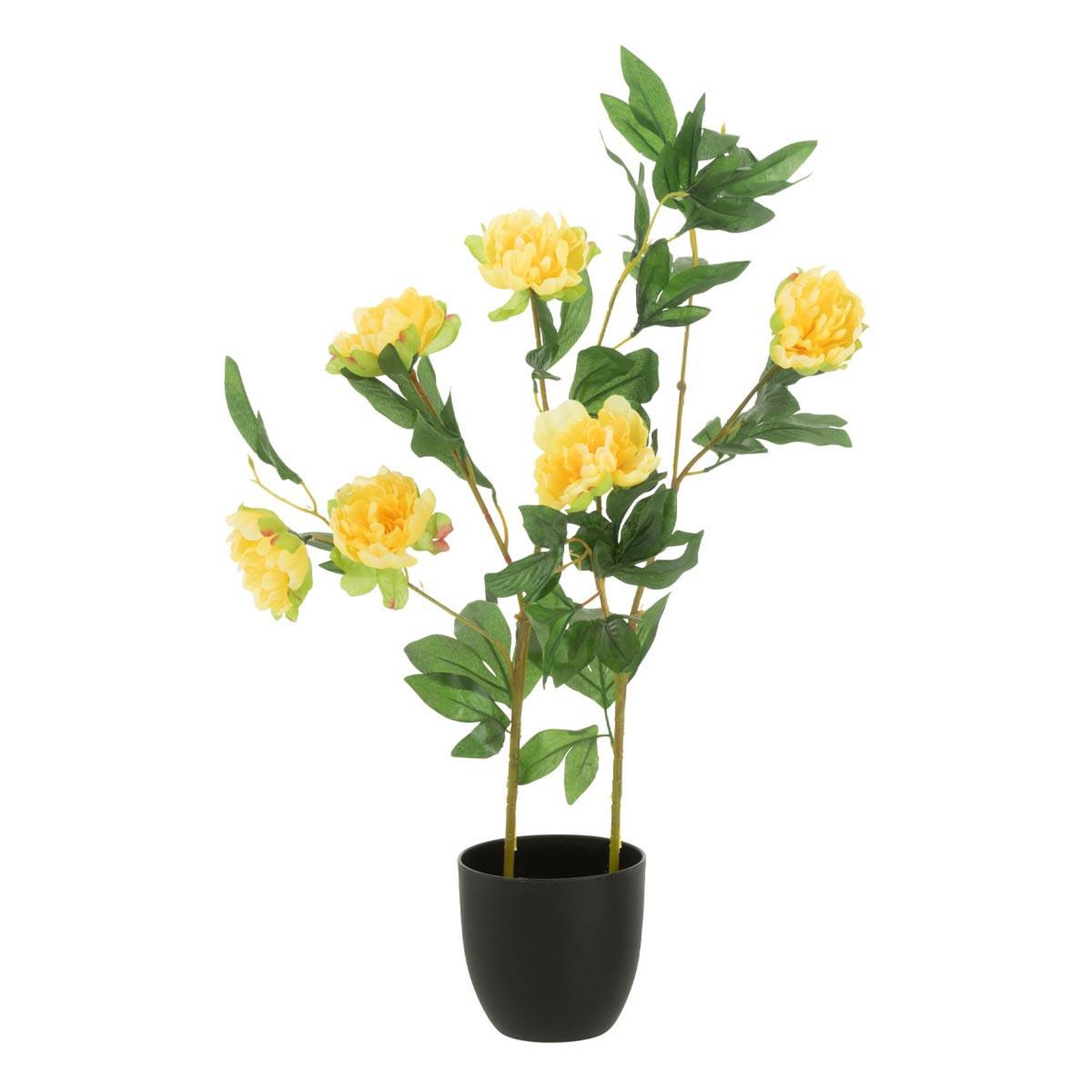J-LINE Fleur artificielle en pot  pivoine  80cm jaune