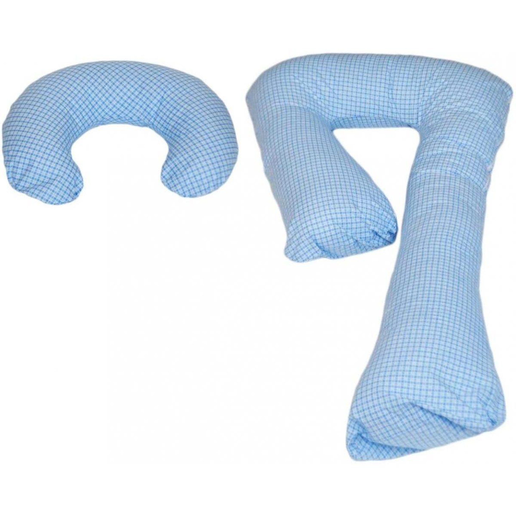 VELINDA Ensemble coussins pre/post natal usages multiples confortable bleu à carreaux