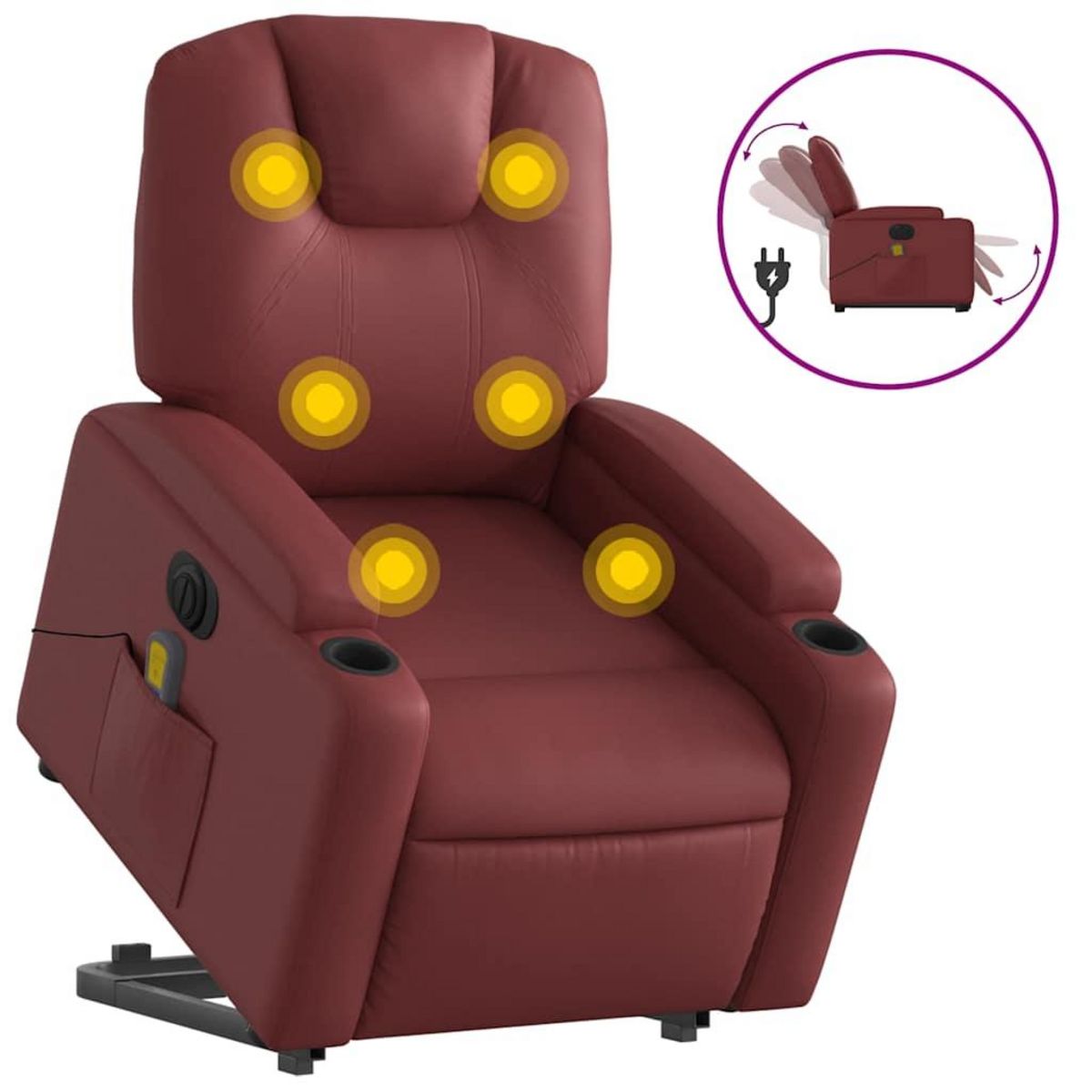 VIDAXL Fauteuil inclinable de massage electrique rouge bordeaux