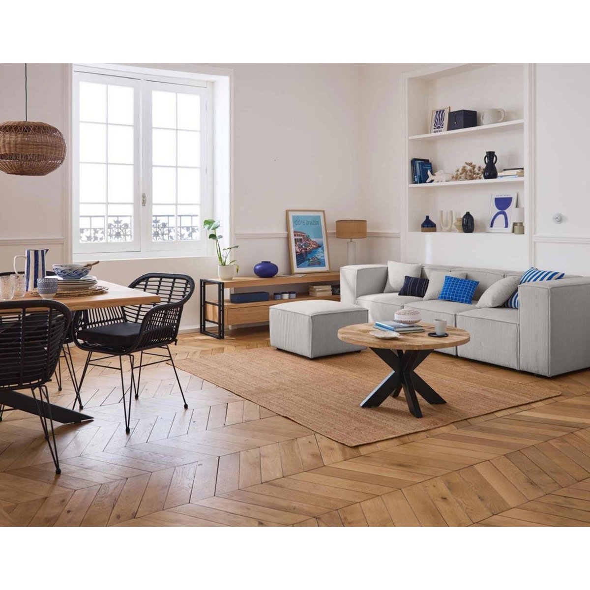 LISA DESIGN Arty - canapé modulable 3 places - en velours côtelé