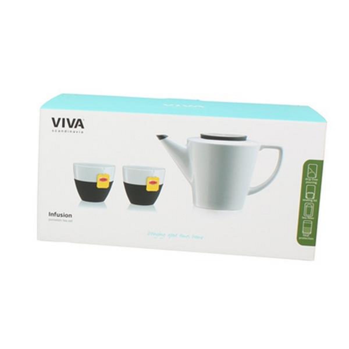 VIVA SCANDINAVIA Théière + 2 tasses en porcelaine