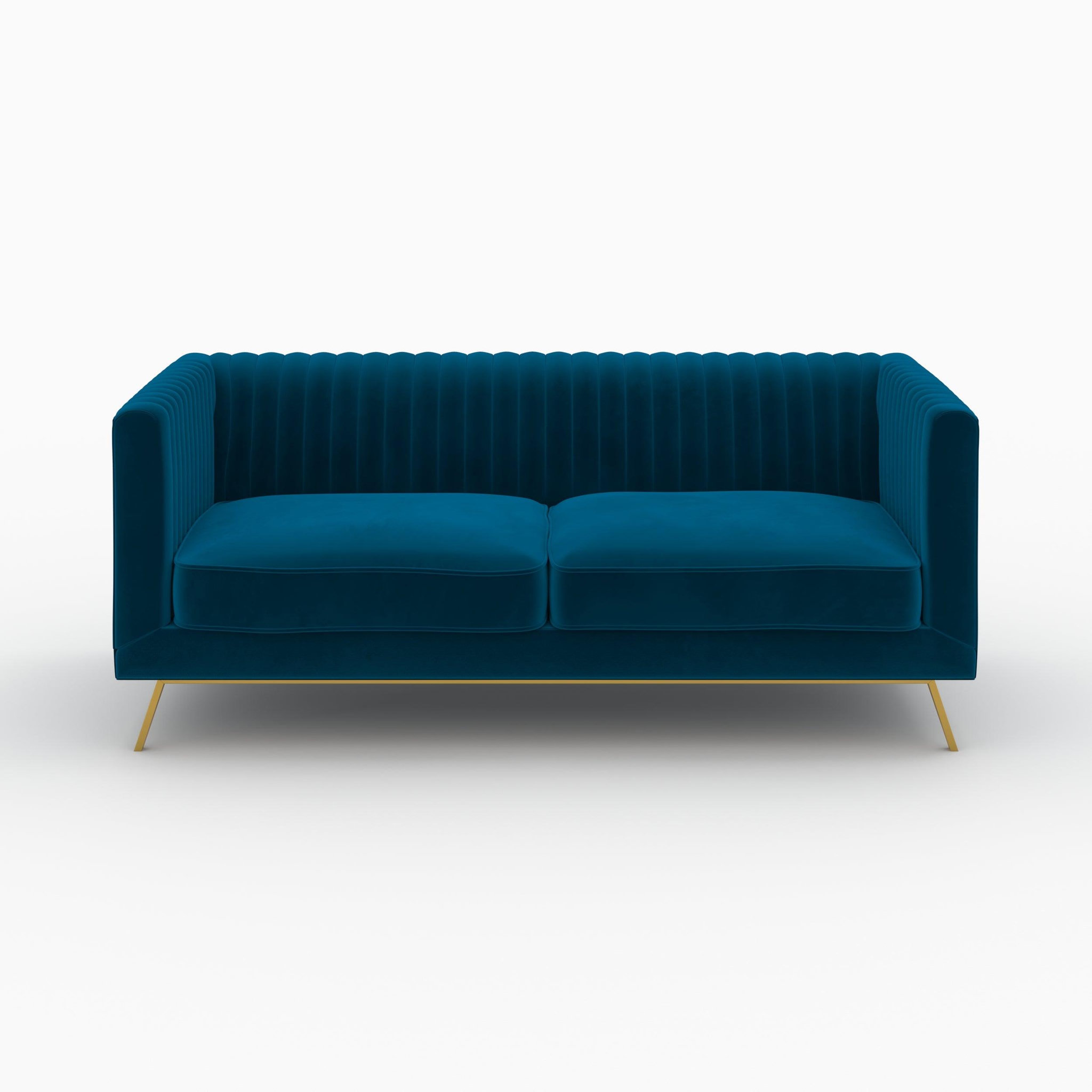 Voir la diapositive 6 : MAISON PAVANE Ensemble canapés en velours bleu 5 places-Gatsby