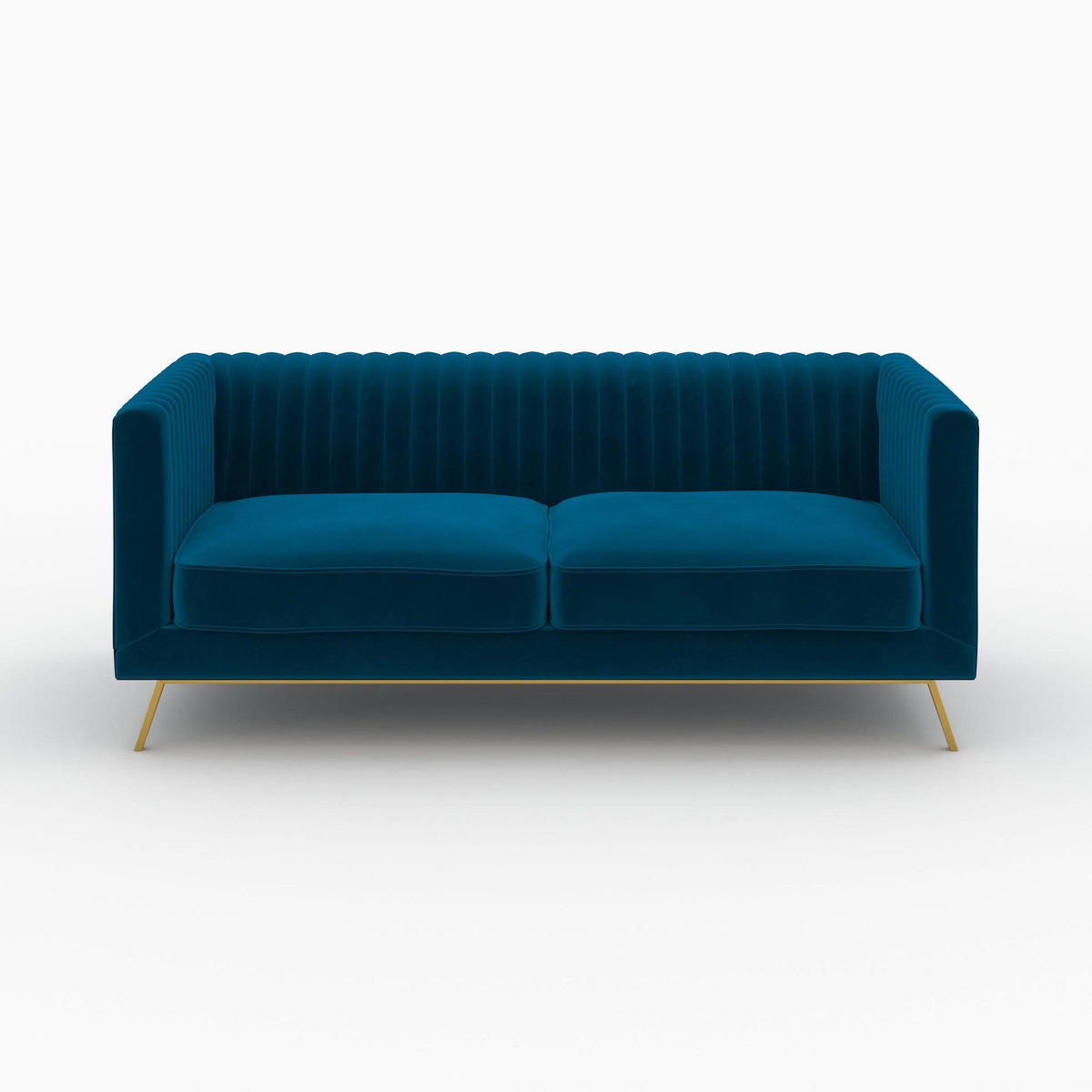 Rendez vous déco Ensemble canapés en velours bleu 5 places-Gatsby