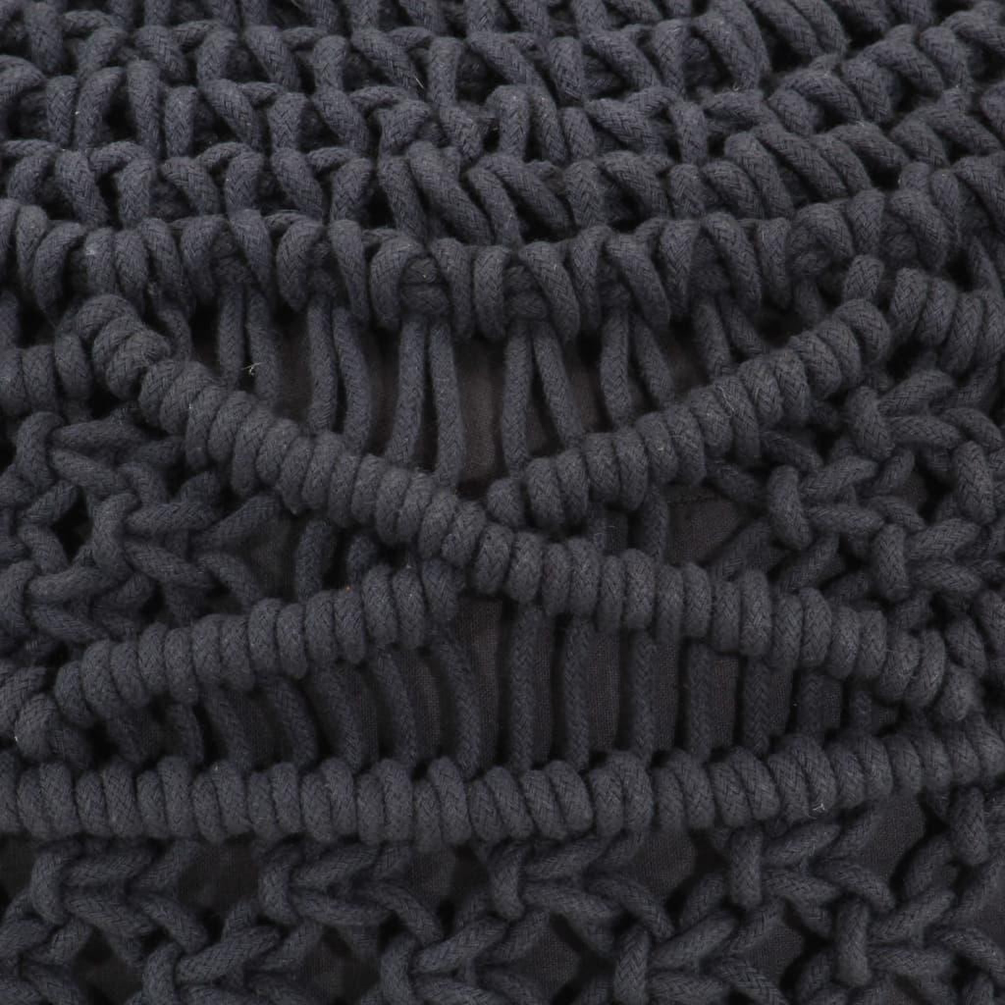 Voir la diapositive 4 : VIDAXL Pouf fait a la main en macrame Anthracite 45x30 cm Coton