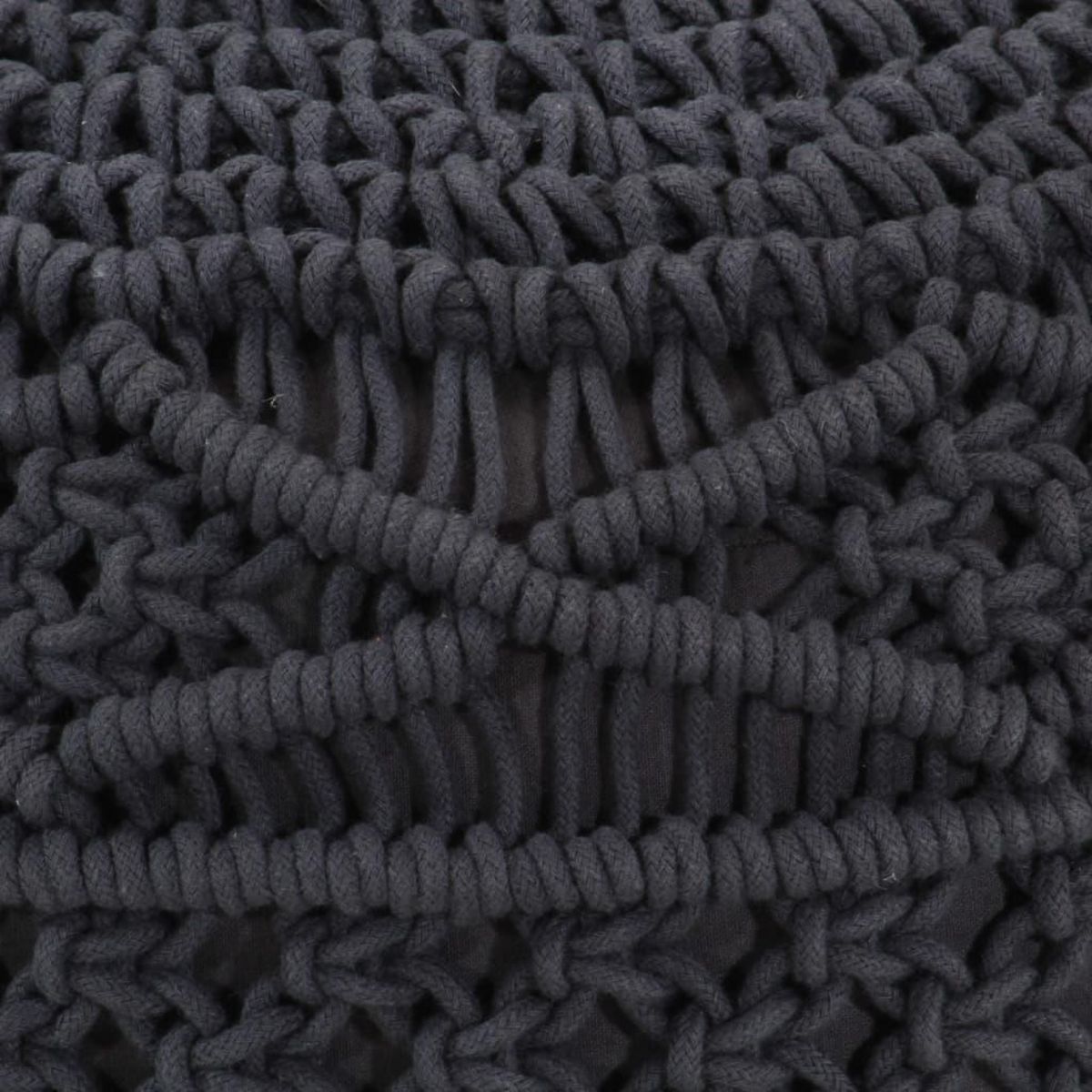 VIDAXL Pouf fait a la main en macrame Anthracite 45x30 cm Coton