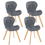 Voir la diapositive 1 : ID MARKET Lot de 4 chaises ROBINE en tissu gris foncé pour salle à manger