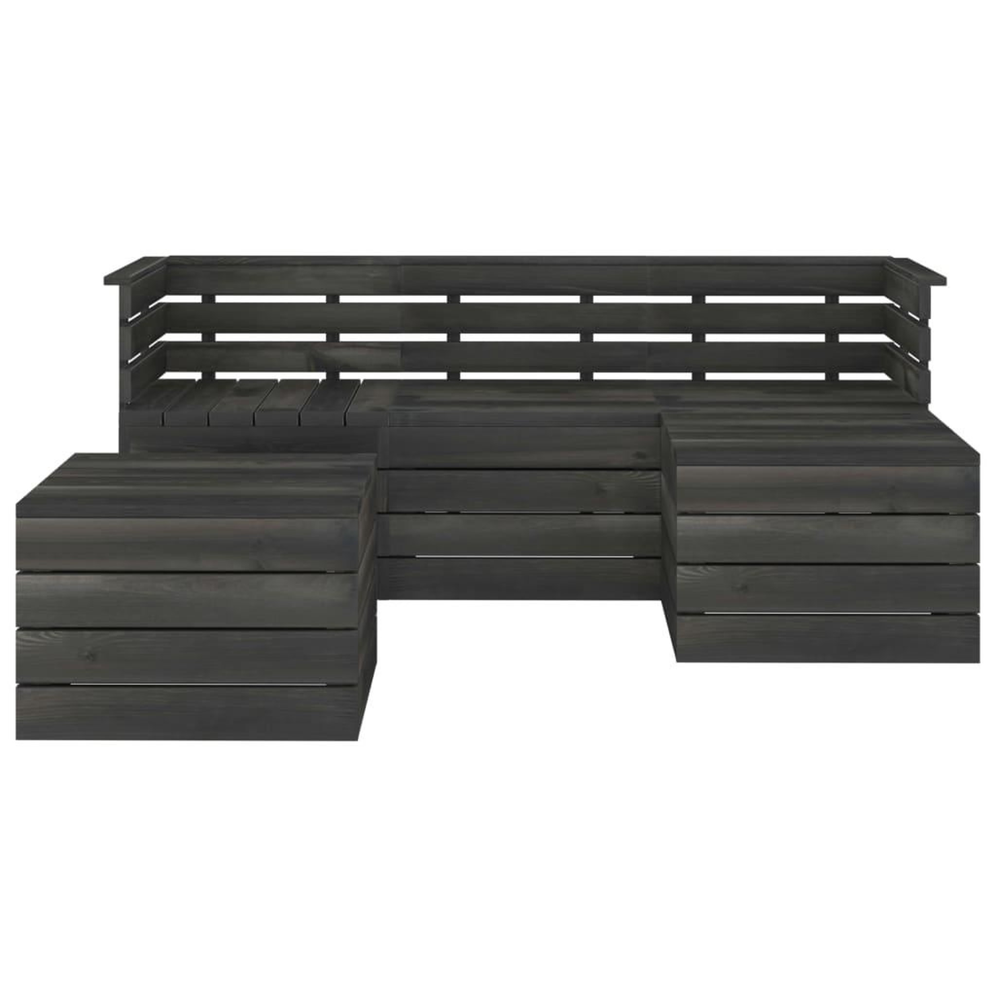 Voir la diapositive 3 : VIDAXL Salon palette de jardin 5 pcs Bois de pin massif Gris fonce