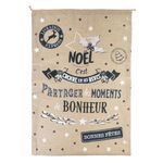 ATMOSPHERA Hotte de Noël Imprimée  Jute  70cm Beige & Bleu