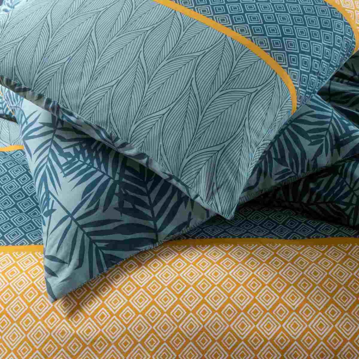 FUTURE HOME Parure de lit 2 personnes en coton 57 fils imprimé vert