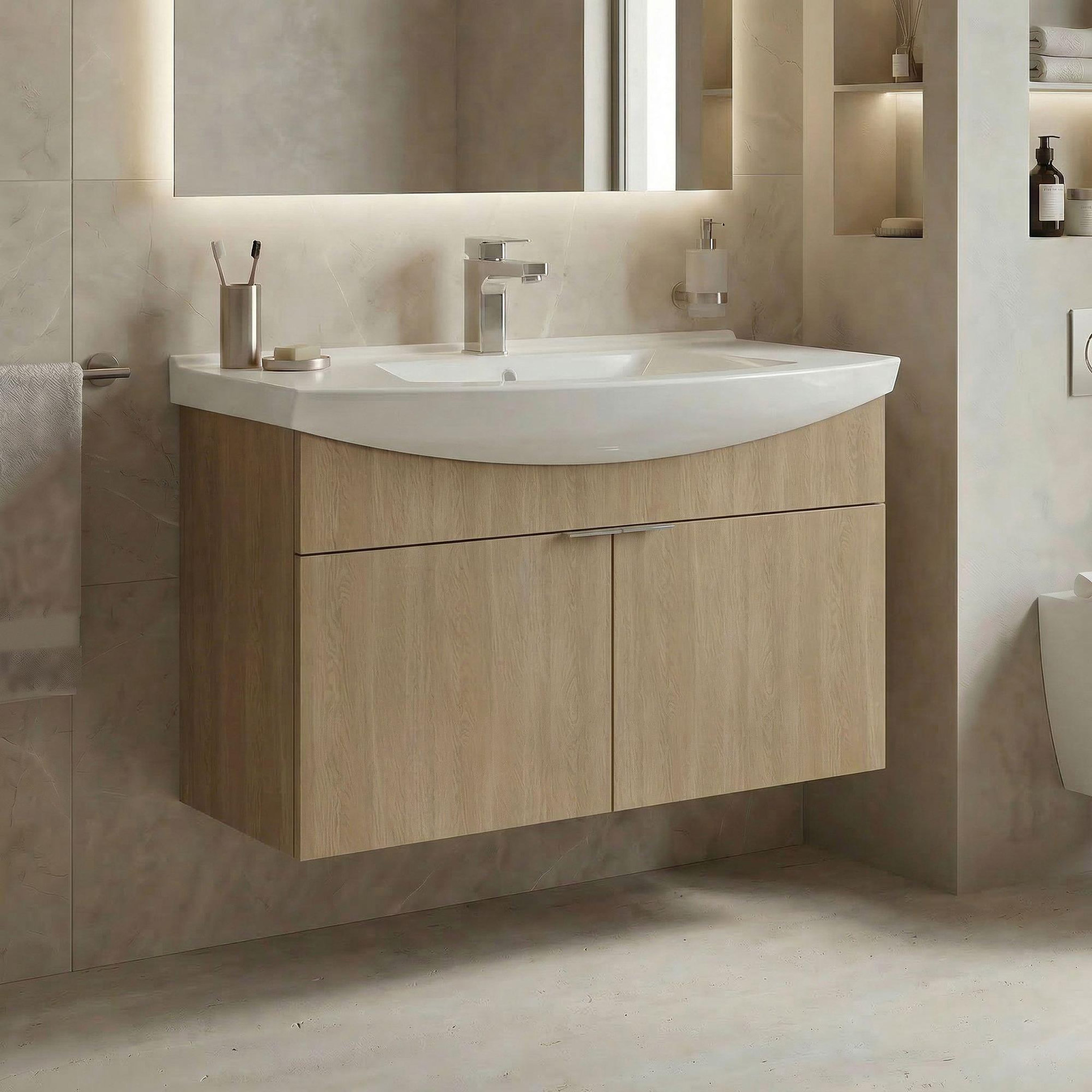 Voir la diapositive 2 : Habitat et Jardin Meuble Vasque  Purus 80  - 80 x 50 x 58 cm - Sonomo Oak