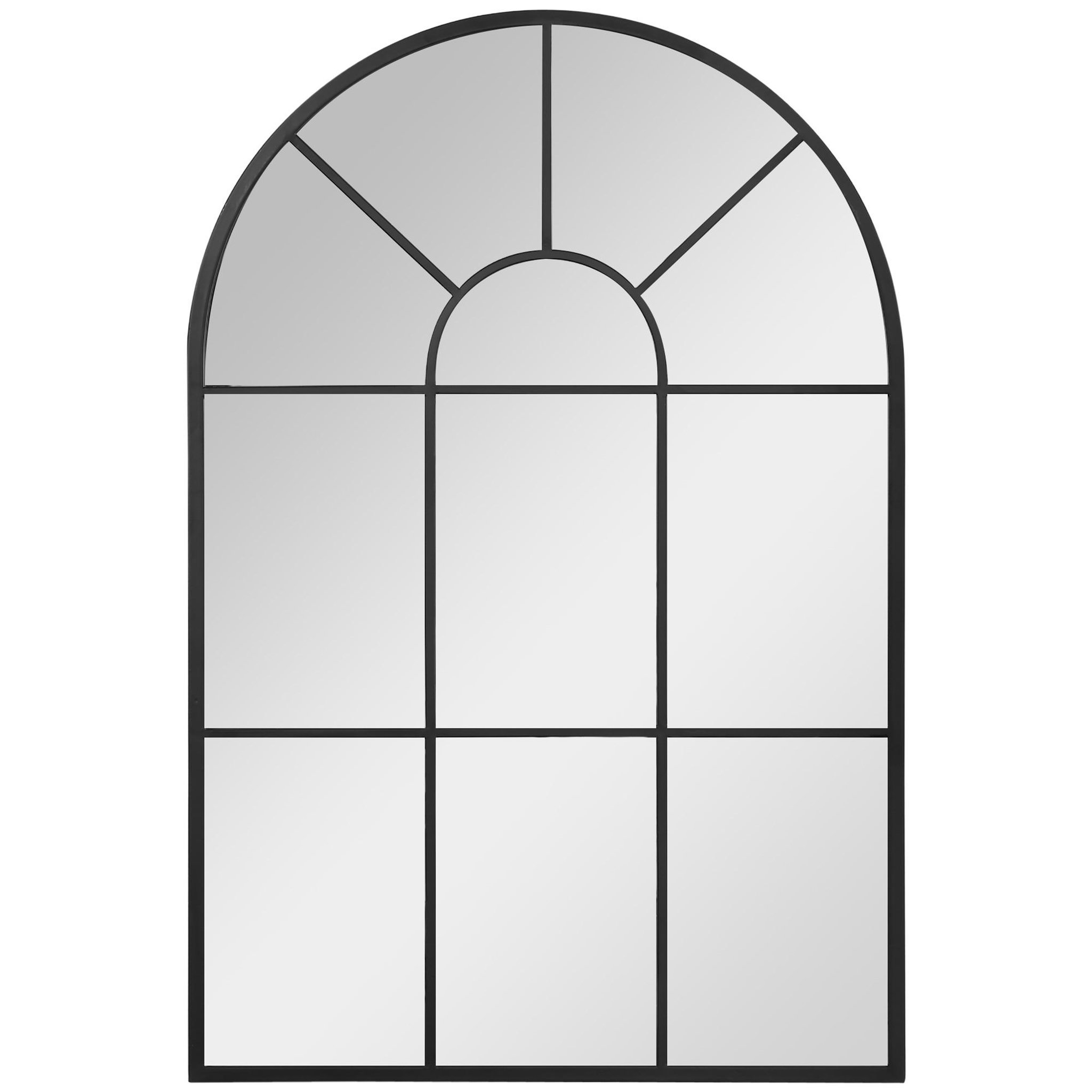 Voir la diapositive 1 : HOMCOM Miroir mural aspect verrière style classique chic - dim. 60L x 90H cm - métal noir verre 3 mm