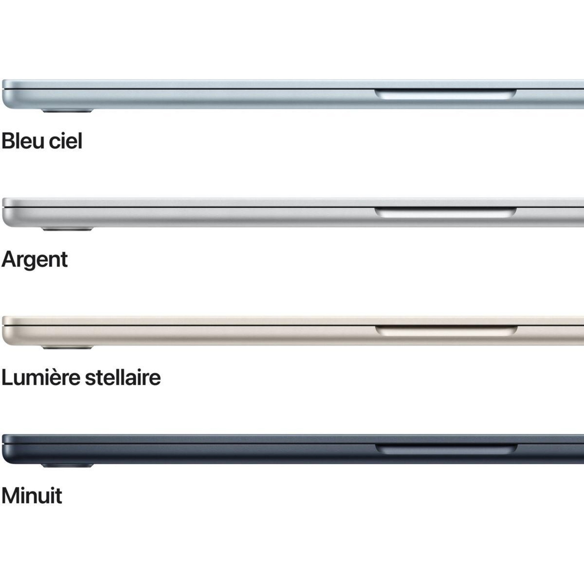 Voir la diapositive 3 : APPLE Ordinateur Apple Air 15  Puce M4 CPU 10 / GPU 10 coeurs Mémoire RAM 16Go Stockage 256Go SSD Retina Bleu