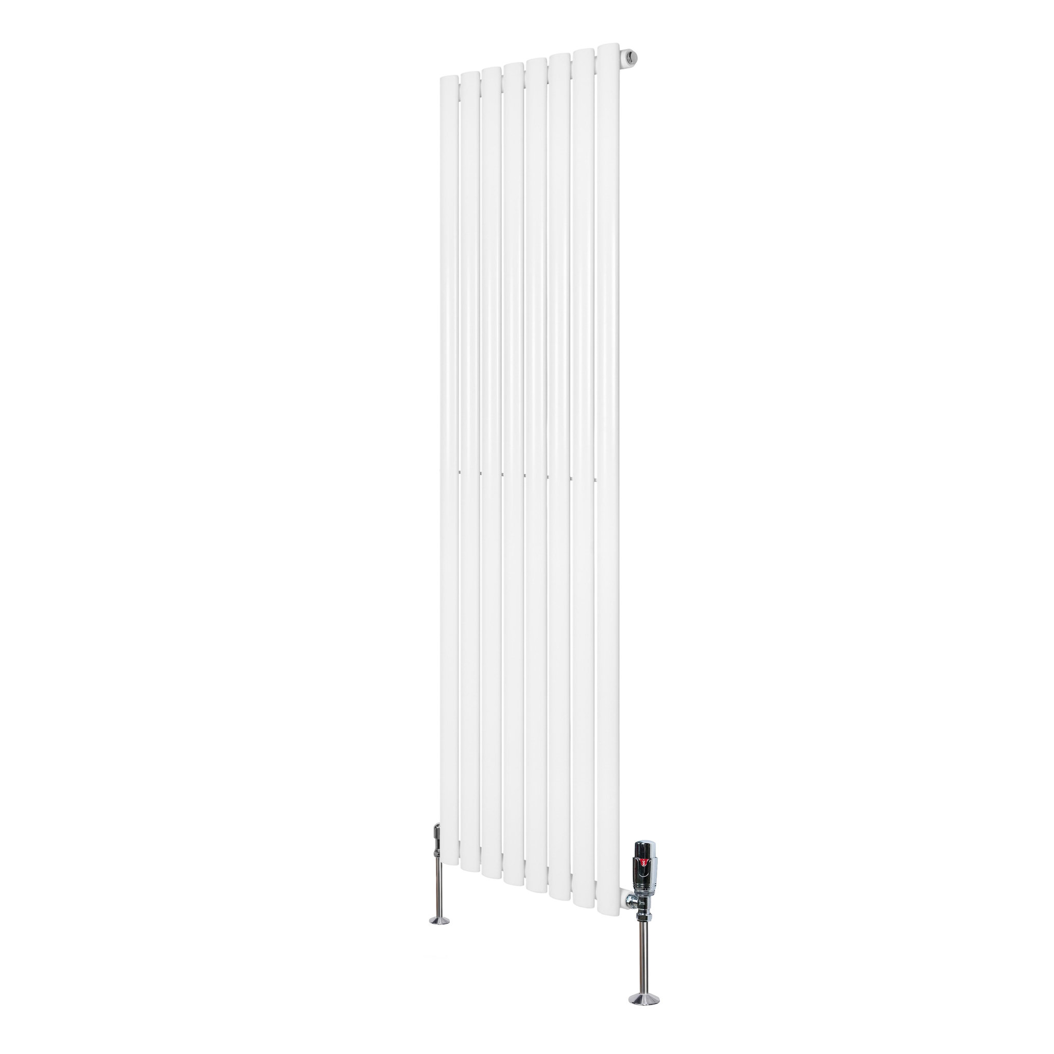 MONSTERSHOP Radiateur à colonnes ovales & vannes, 1 panneau - 1600 x 480 mm. Coloris disponibles : Gris, Blanc, Noir