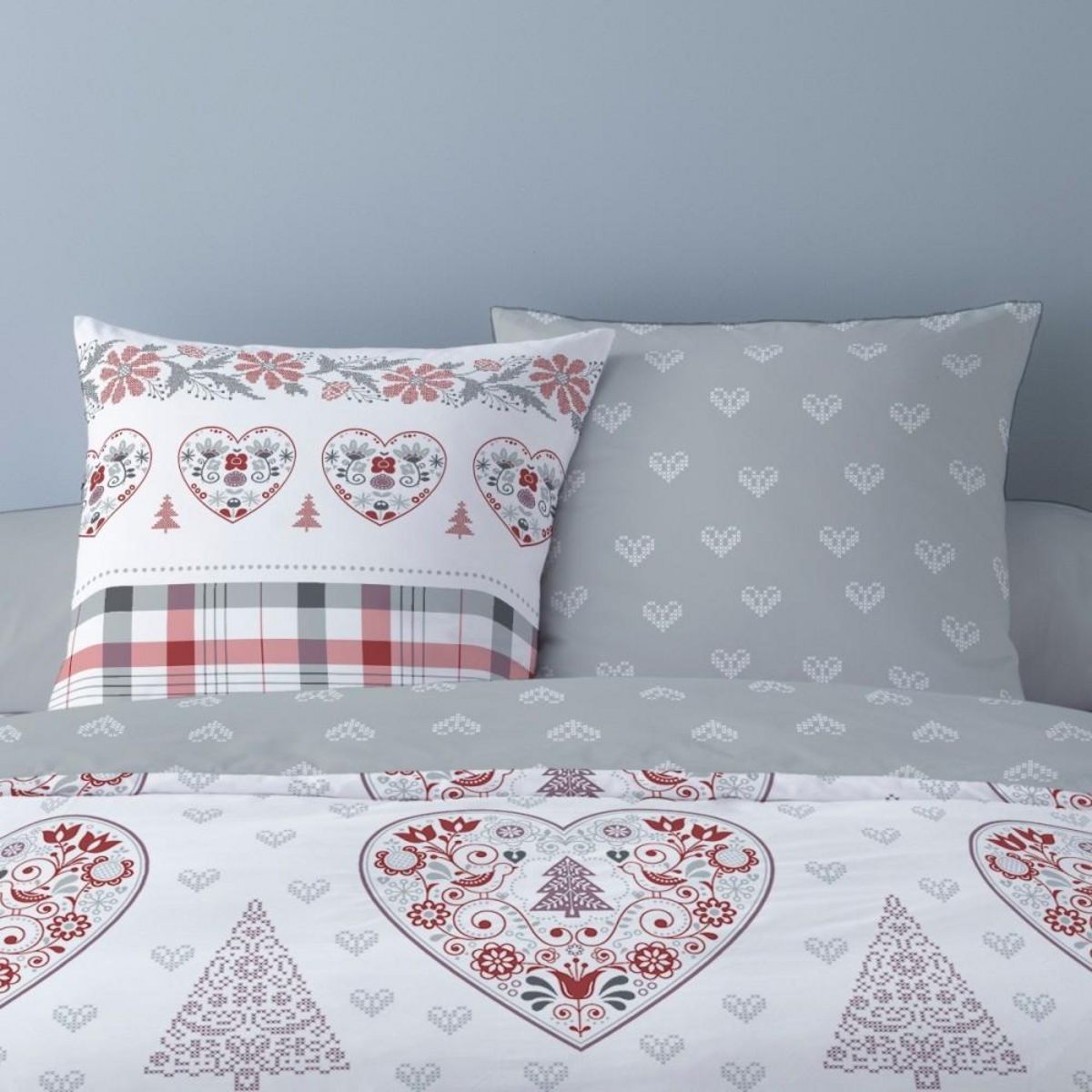 Dourev Housse de couette 240x220 + 2 taies flanelle 100% coton