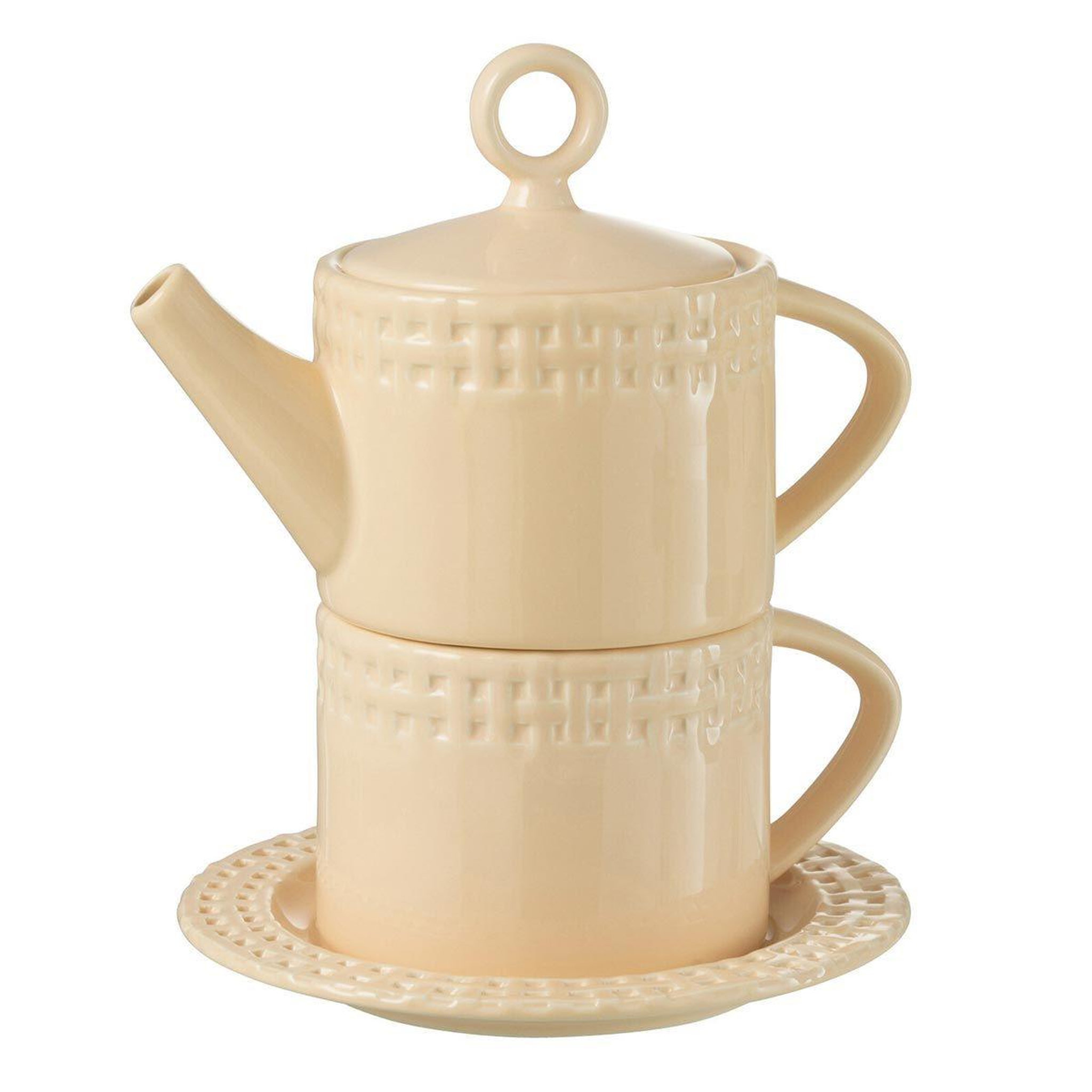 Voir la diapositive 1 : J-LINE Théière & 1 Tasse Design  Vercer  22cm Pêche