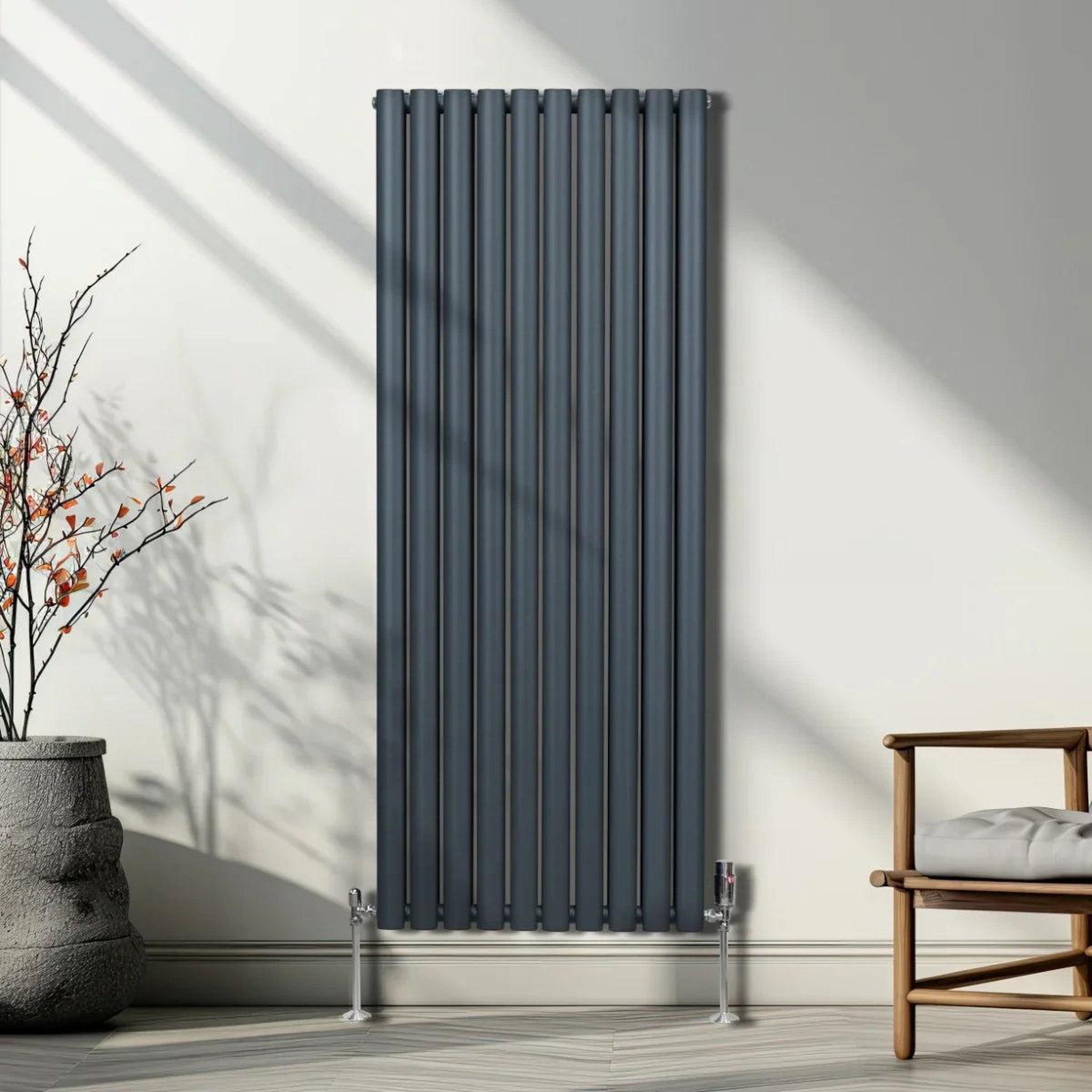 Voir la diapositive 4 : MONSTERSHOP Radiateur à colonnes ovales & robinet, 2 panneaux - 1600 x 600 mm