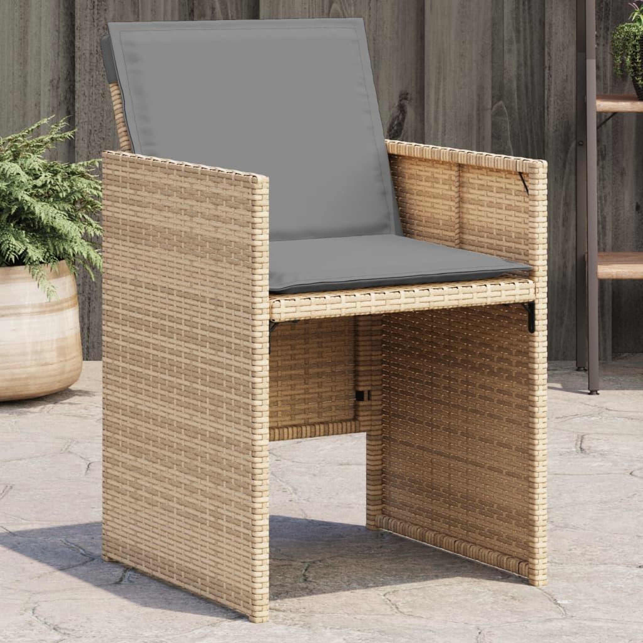 VIDAXL Chaises de jardin avec coussins lot de 4 melange beige