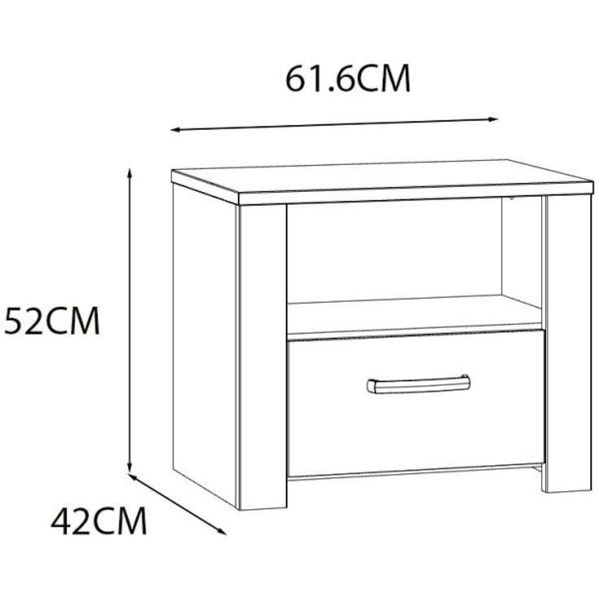 MARKET24 Chevet 1 tiroir et 1 niche - BOHOL - Chene / Blanc - L61,6 x P42 x H52 cm