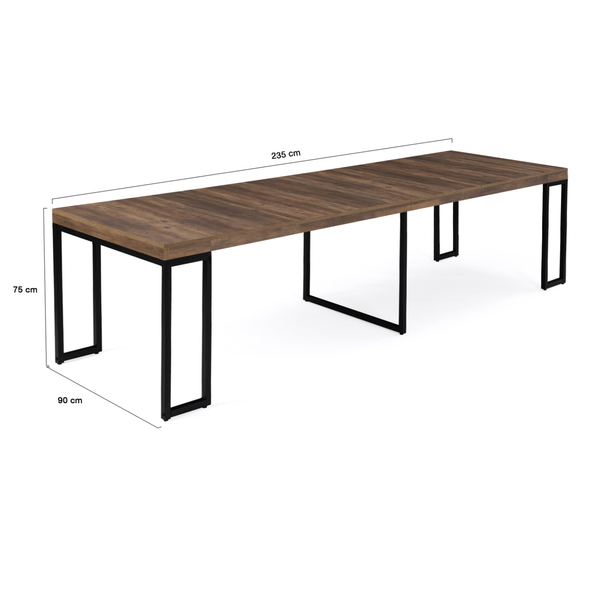 Voir la diapositive 6 : ID MARKET Table console extensible toronto 10 personnes 235 cm bois foncé noyer design industriel