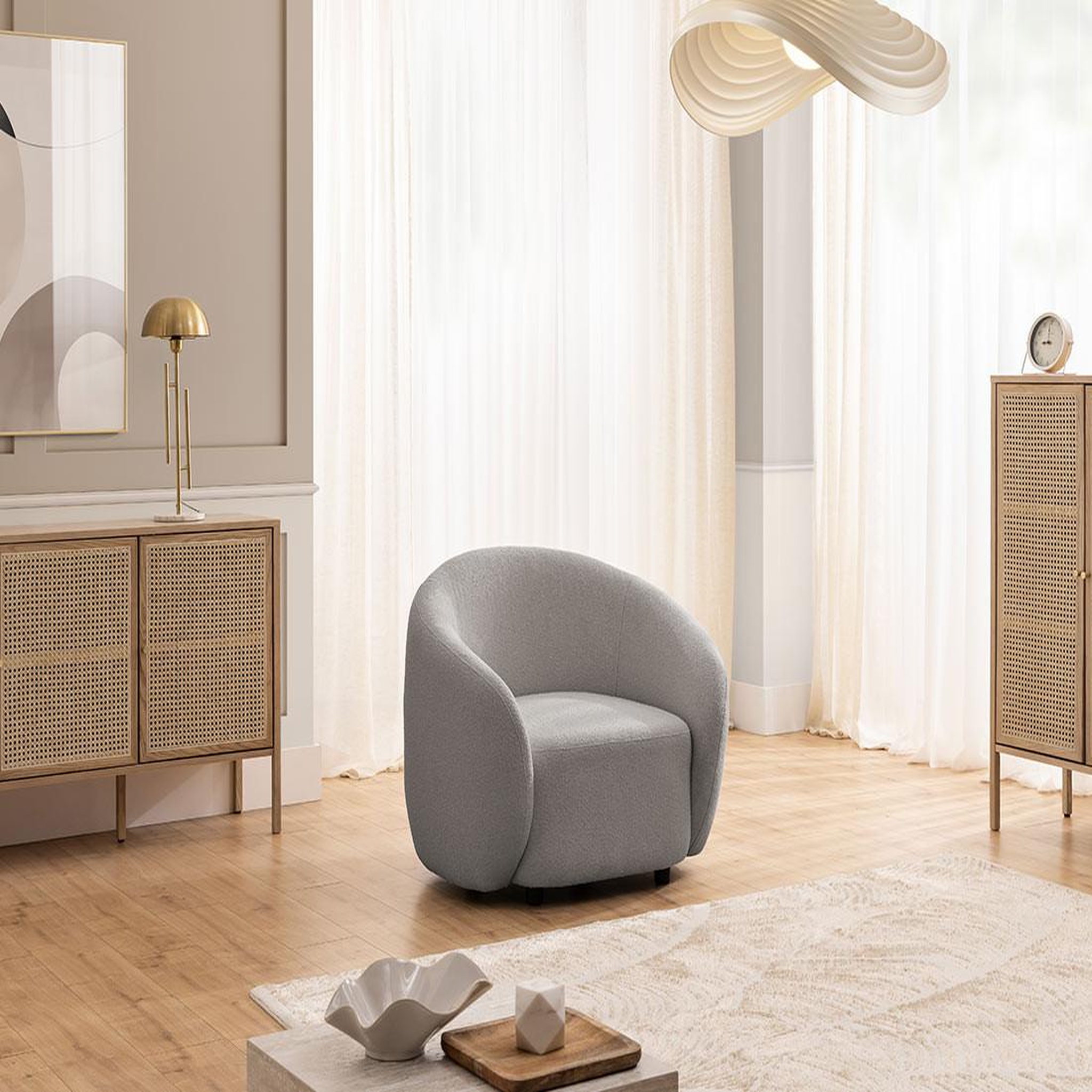 Voir la diapositive 3 : LISA DESIGN Flore - fauteuil en tissu bouclette