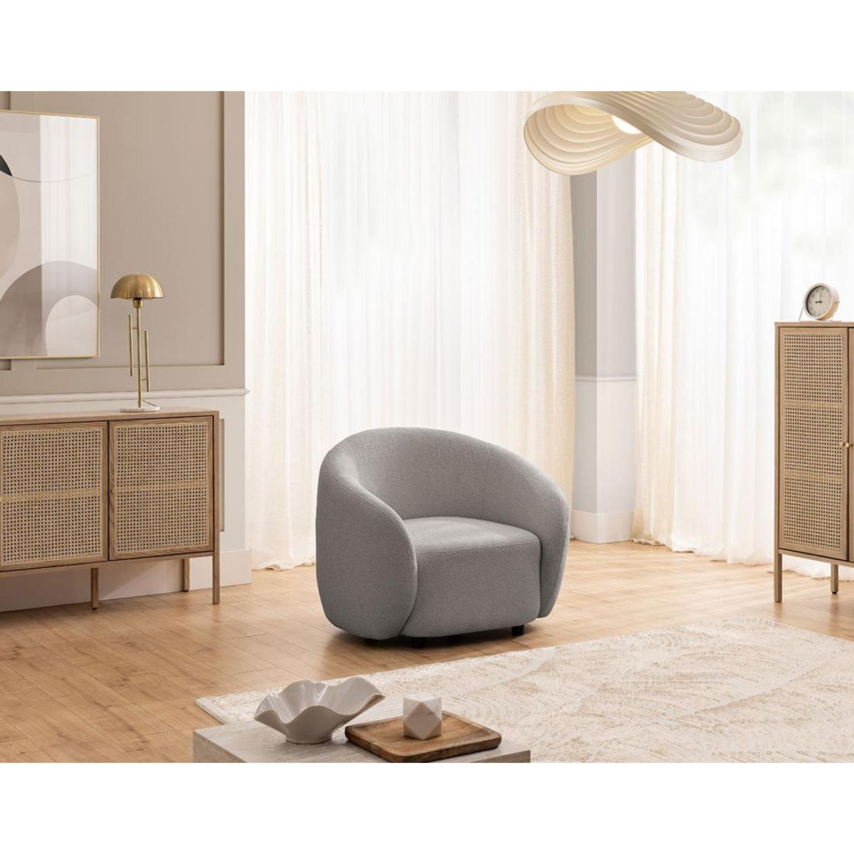 LISA DESIGN Flore - fauteuil en tissu bouclette