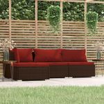 VIDAXL Salon de jardin 4 pcs avec coussins Marron Resine tressee