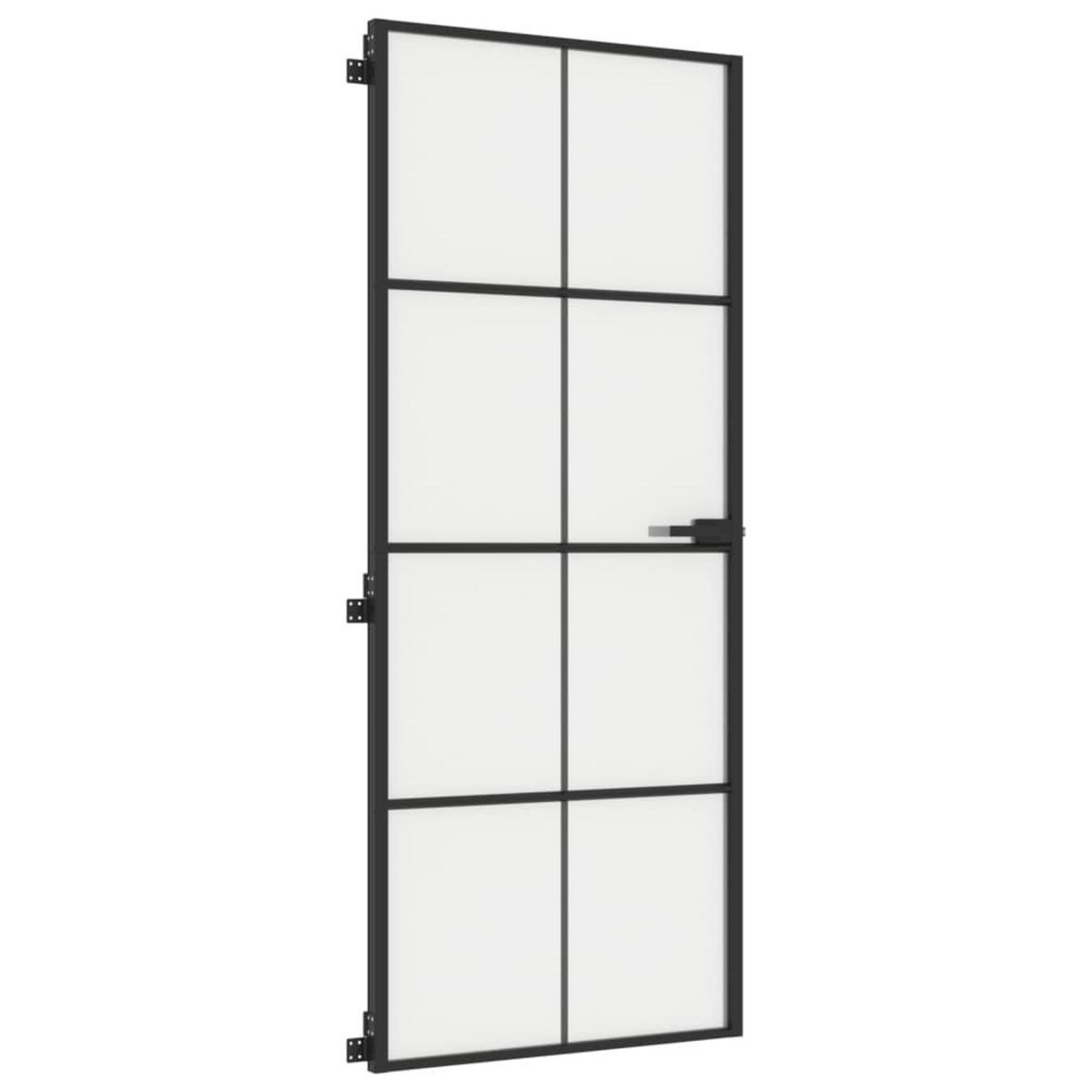 VIDAXL Porte interieure mince noir 83x201,5 cm verre trempe aluminium