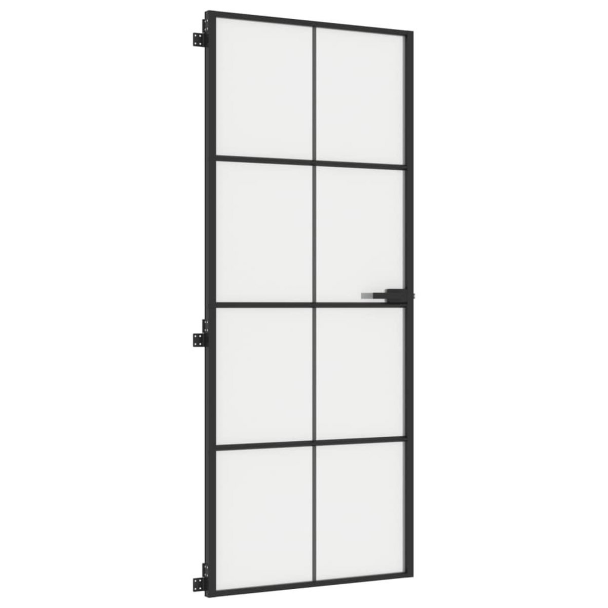 VIDAXL Porte interieure mince noir 83x201,5 cm verre trempe aluminium