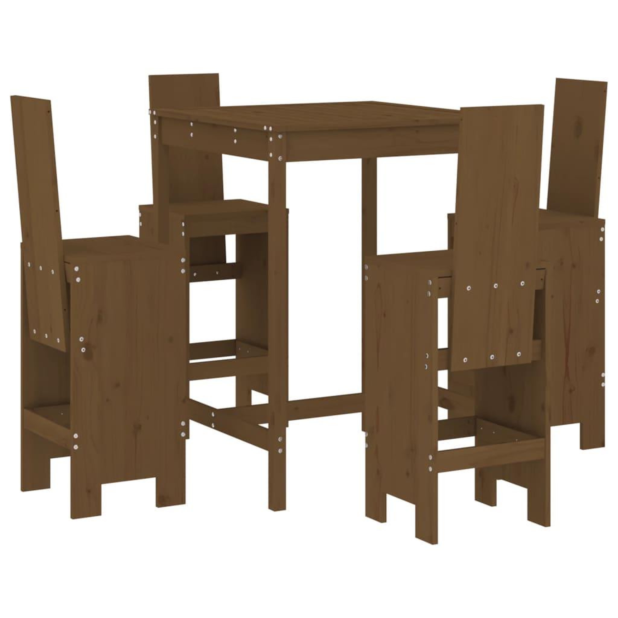 Voir la diapositive 2 : VIDAXL Ensemble de bar de jardin 5 pcs marron miel bois de pin massif