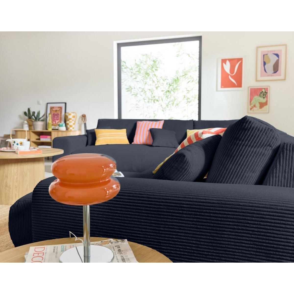 LISA DESIGN Garance - canapé modulable d'angle gauche - 8 places - en velours côtelé