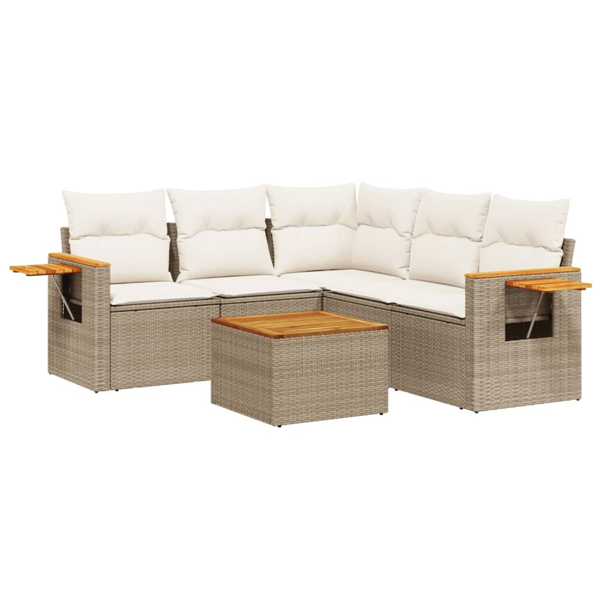 Voir la diapositive 2 : VIDAXL Salon de jardin avec coussins 6 pcs beige resine tressee