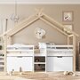 Voir la diapositive 2 : MERAX Lit cabane enfant 90x200cm bois et mdf coloris blanc+naturel