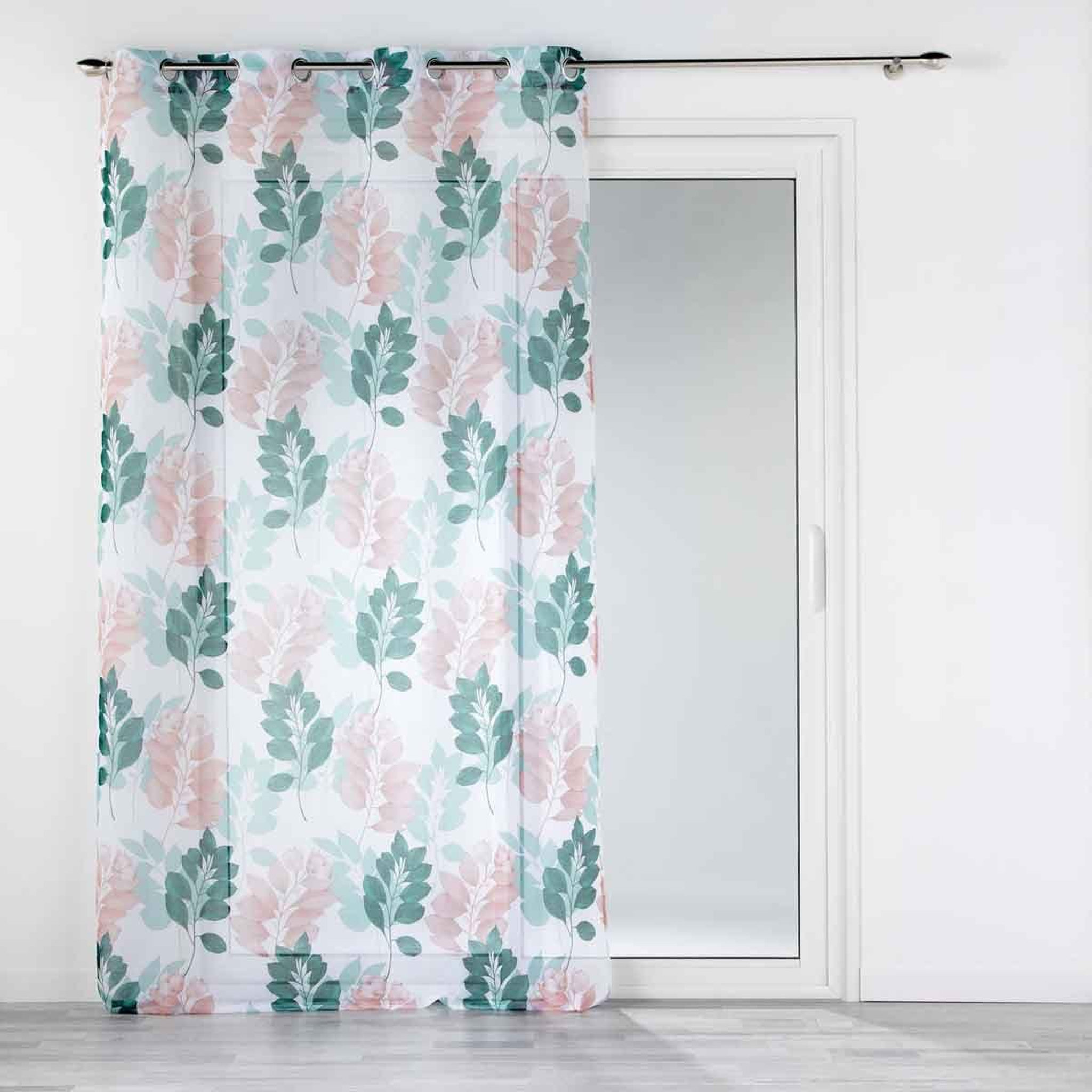 Douceur d'Intérieur Rideau voilage à œillets  belline  140x240cm blanc & émeraude