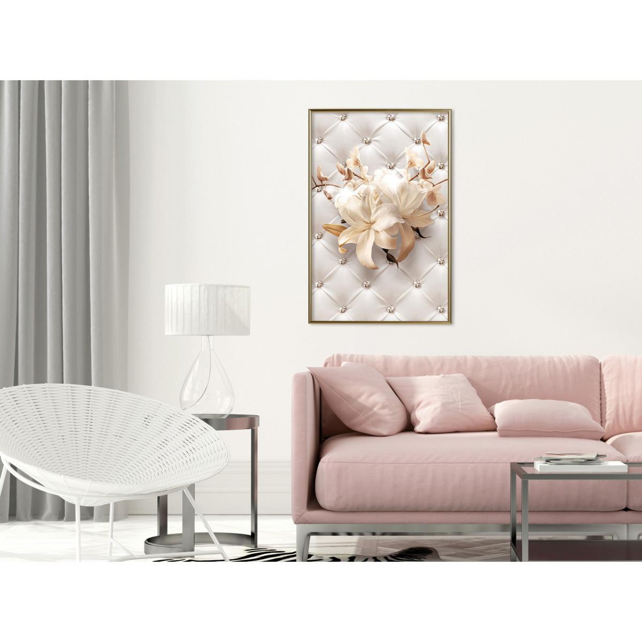 Voir la diapositive 2 : Paris Prix Affiche Murale Encadrée  Lilies on Leather Upholstery