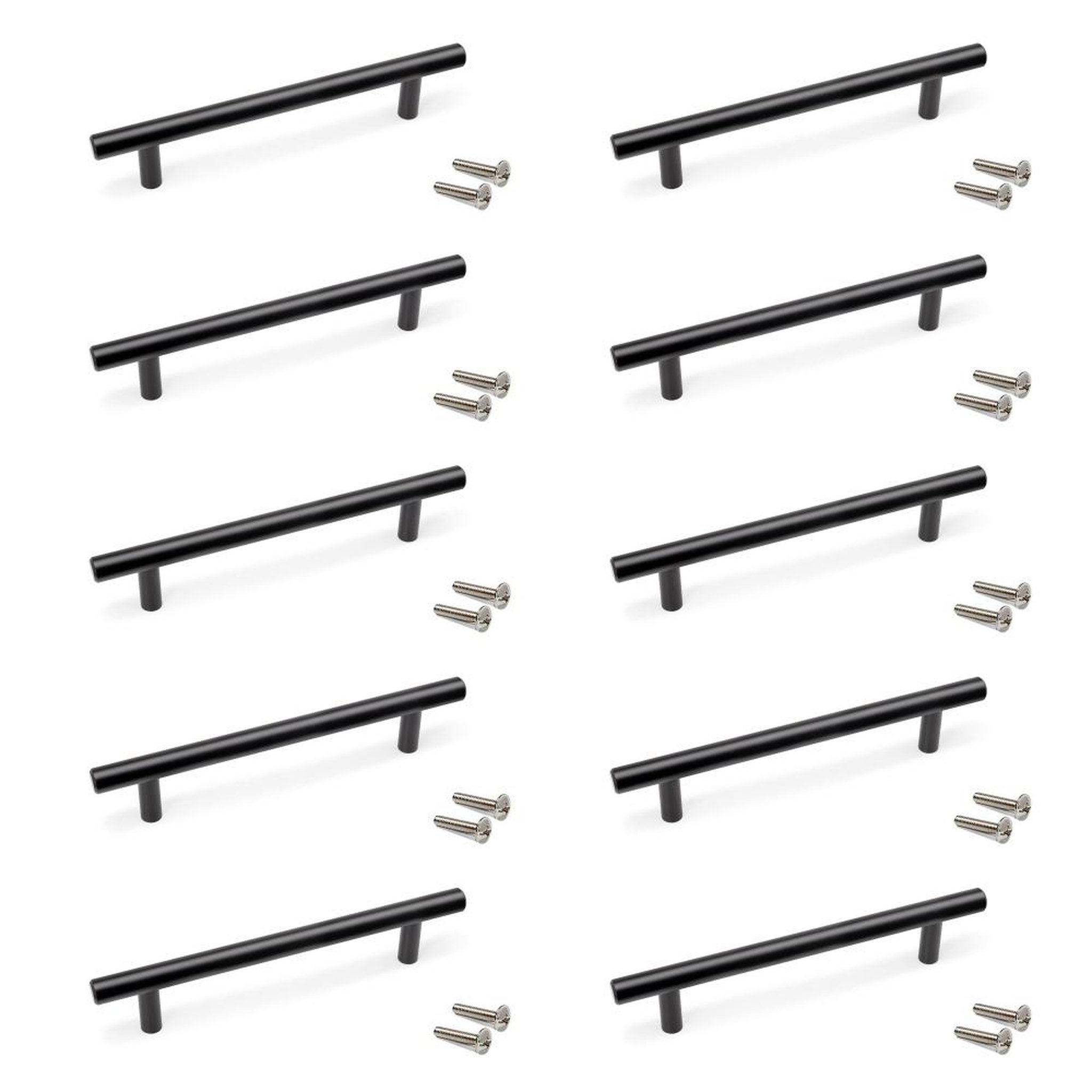 EMUCA SRL Lot de 10 poignées pour meubles Orlando -  L188mm -  entraxe 128mm -  Acier -  Peint en noir