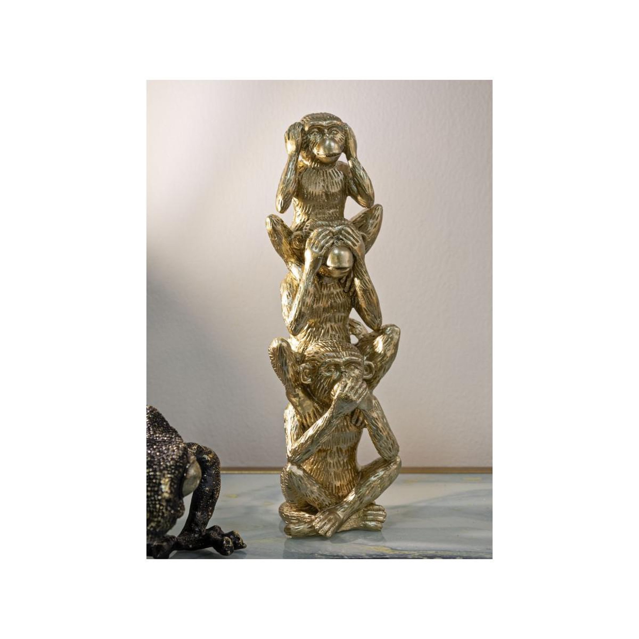 Voir la diapositive 5 : Paris Prix Statuette déco pyramide  3 singes  30cm or