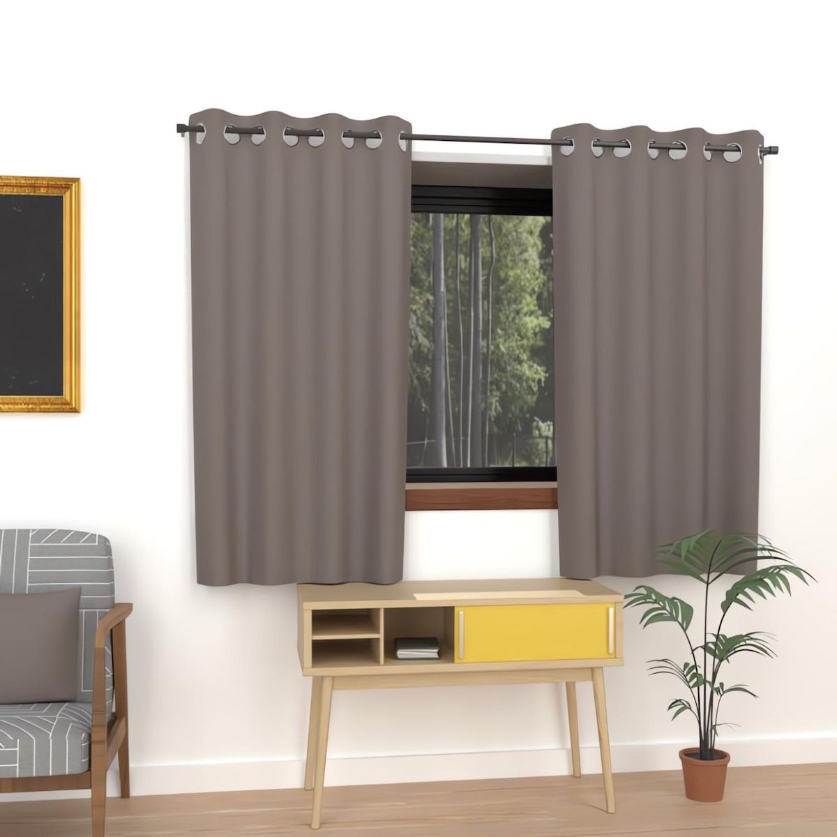 SOLEIL D'OCRE Rideau uni à oeillets infroissable ALIX, par Soleil d'ocre