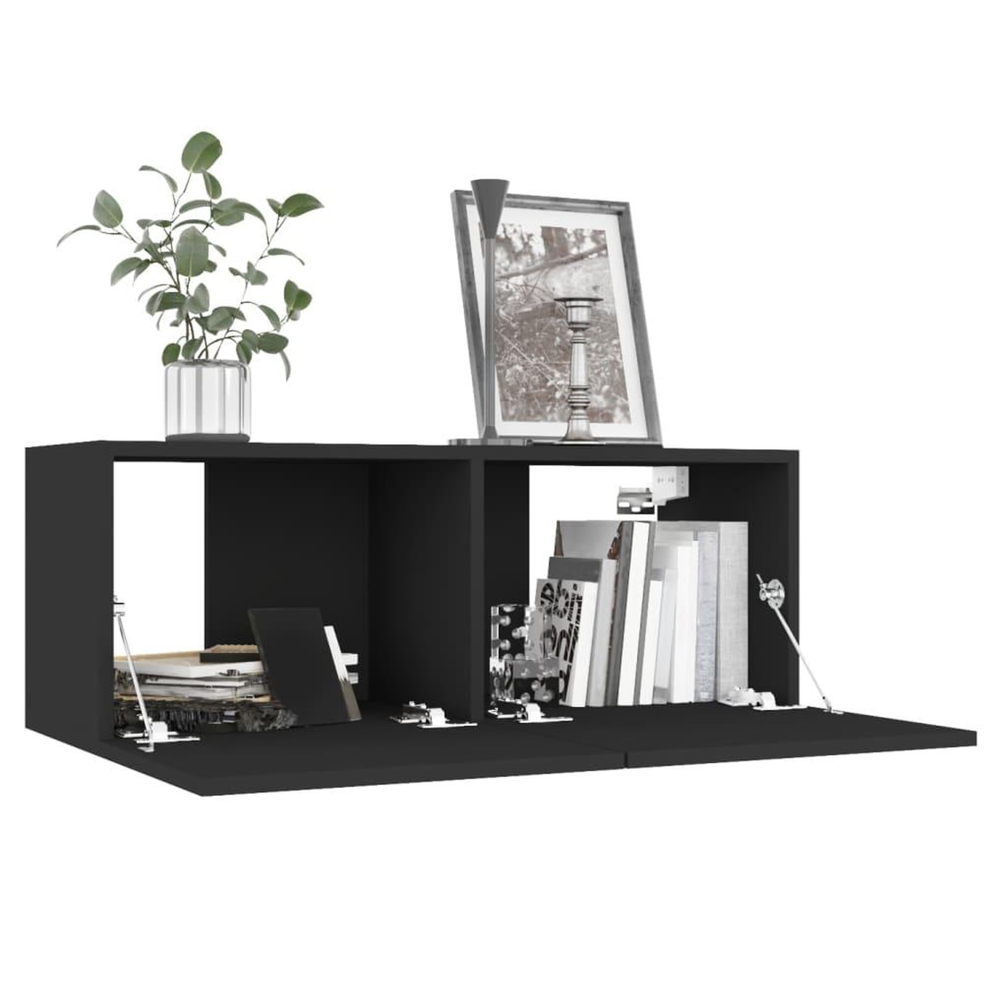 Voir la diapositive 4 : VIDAXL Meuble TV Noir 80x30x30 cm Bois d'ingenierie