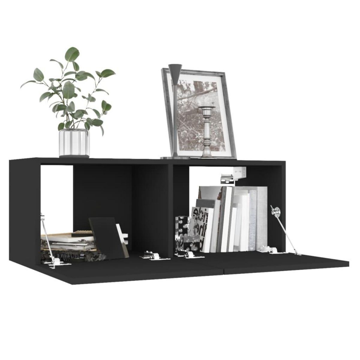 VIDAXL Meuble TV Noir 80x30x30 cm Bois d'ingenierie