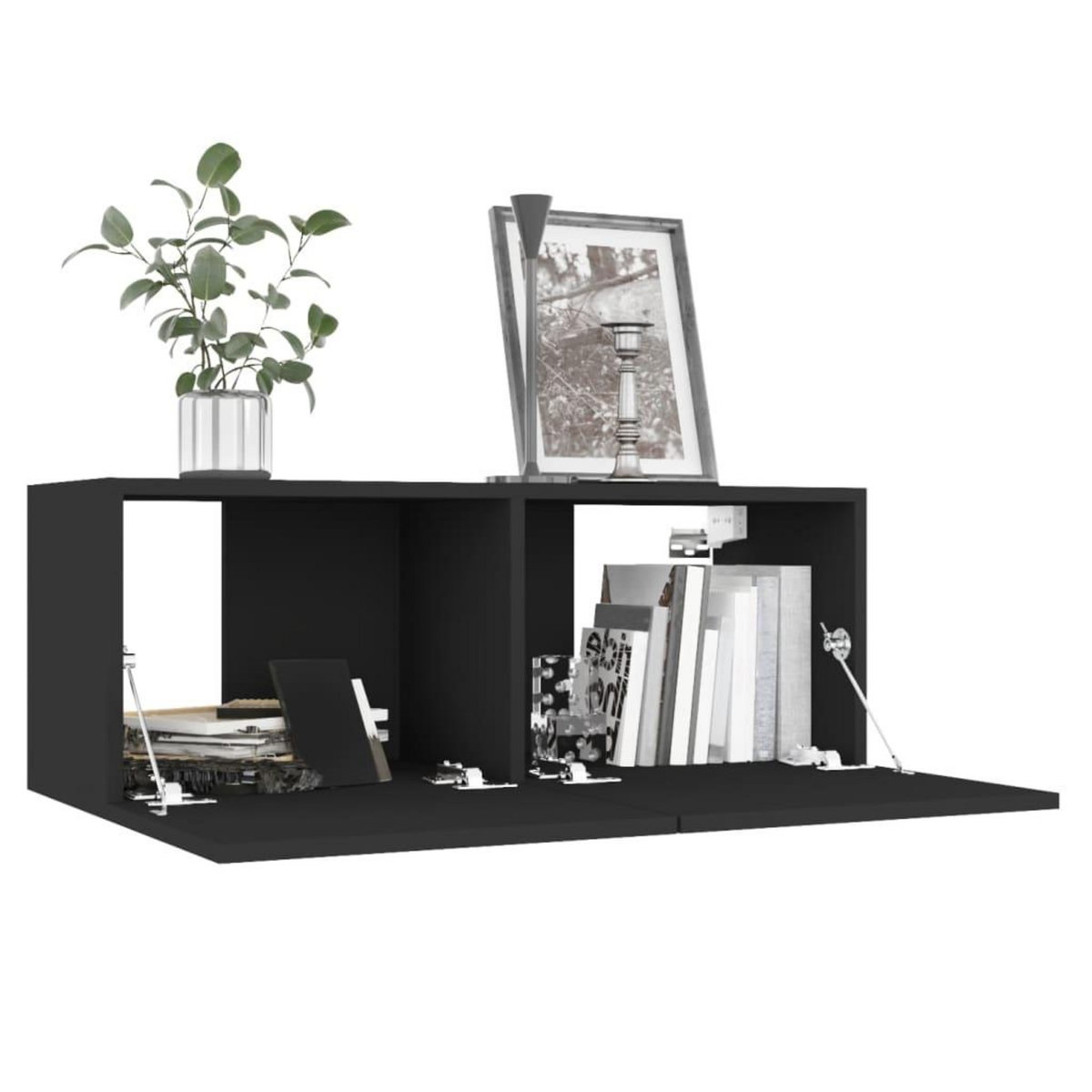 VIDAXL Meuble TV Noir 80x30x30 cm Bois d'ingenierie